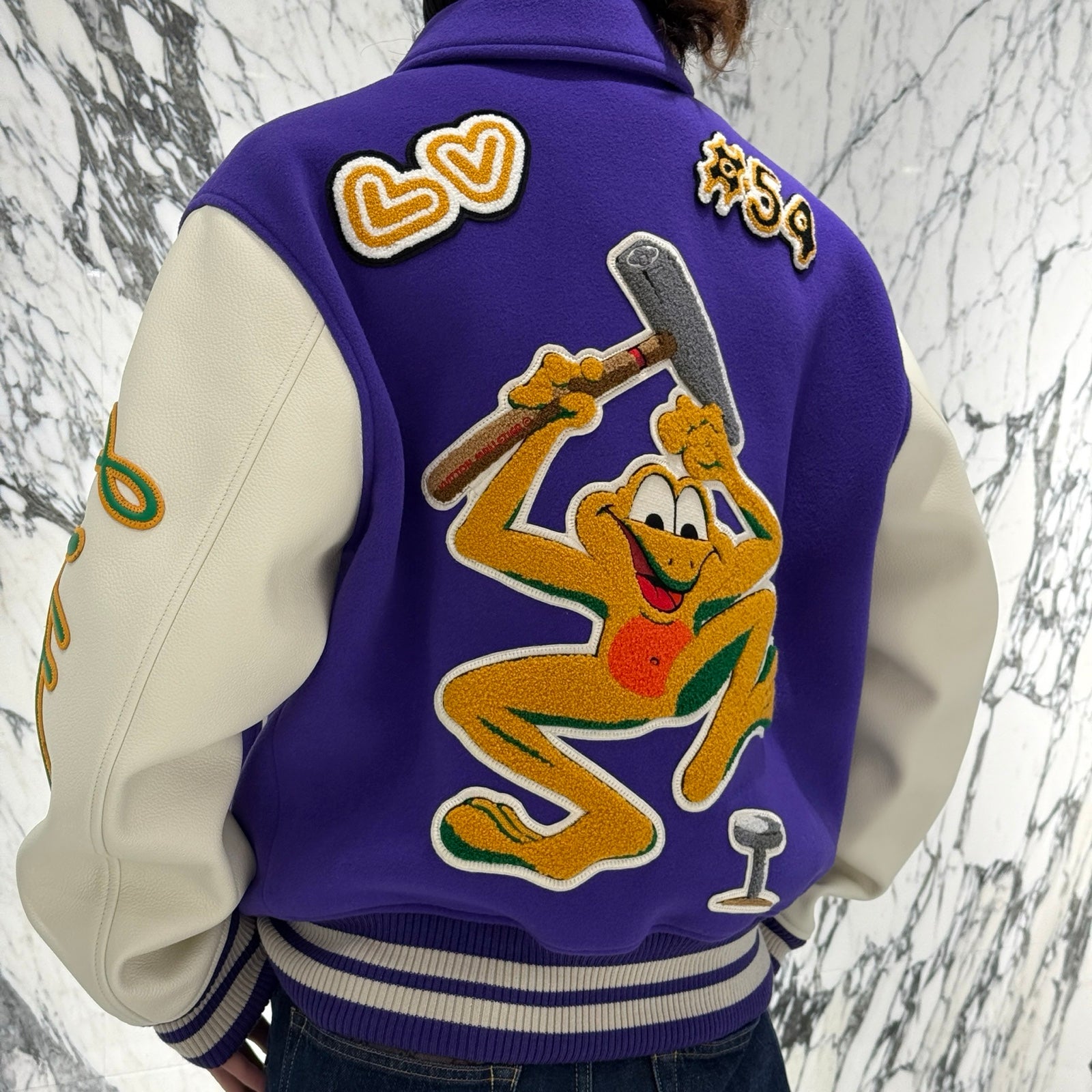 LOUIS VUITTON 2022AW Multi Patch Varsity Leather Jacket 1AAGHZ Size 50