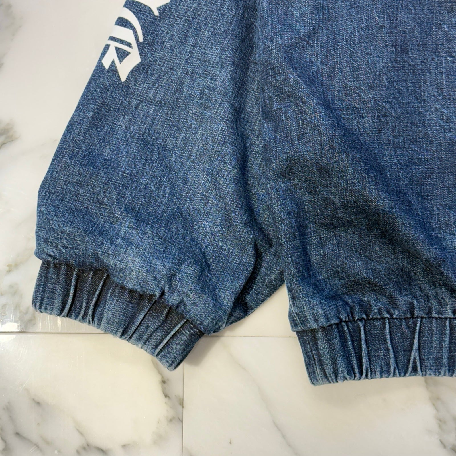 CHROME HEARTS 2024AW Leather Cemetery Triple Cross Denim Anorak Jacket Size S クロムハーツ レザーセメタリートリプルクロスパッチデニムアノラックジャケット サイズS