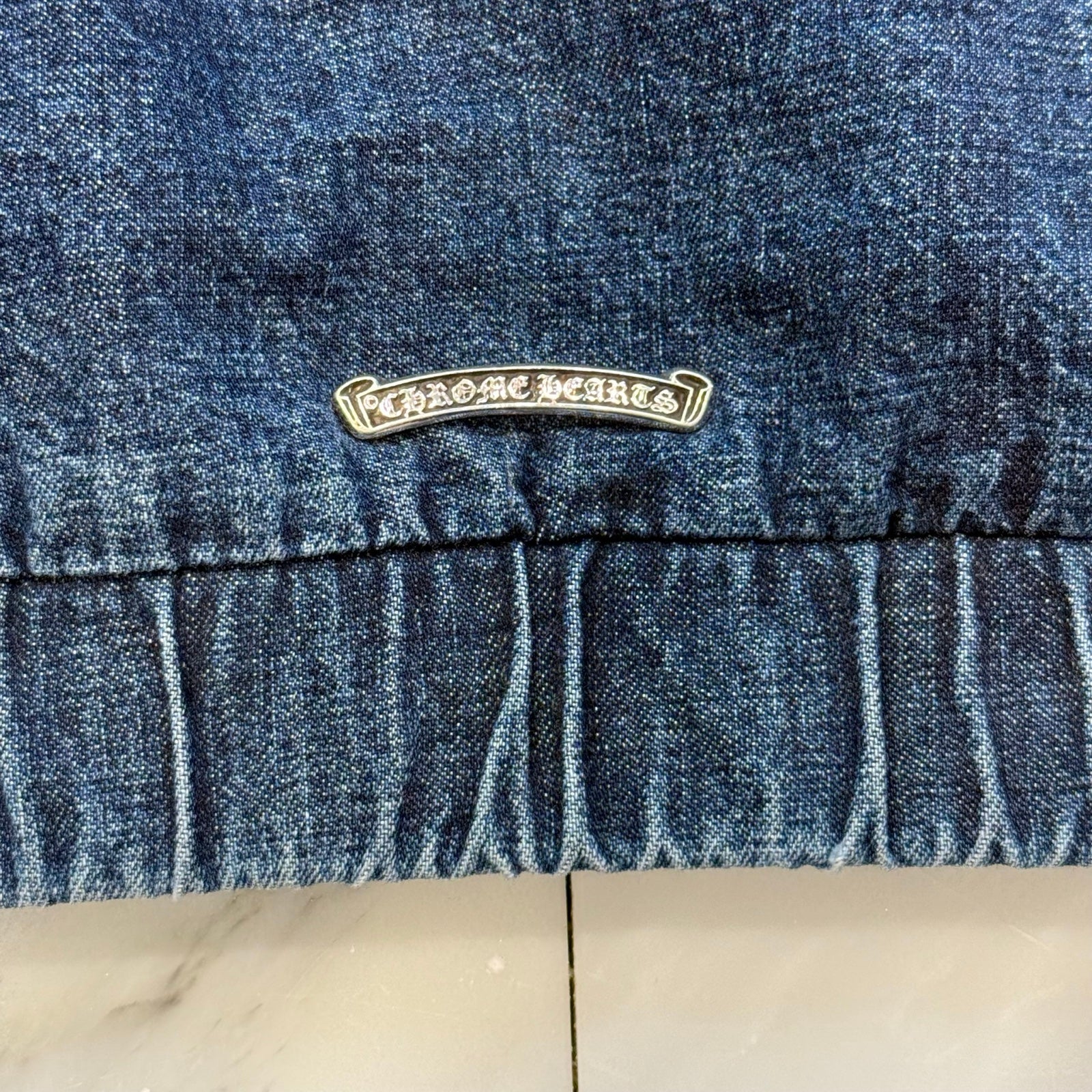 CHROME HEARTS 2024AW Leather Cemetery Triple Cross Denim Anorak Jacket Size S クロムハーツ レザーセメタリートリプルクロスパッチデニムアノラックジャケット サイズS