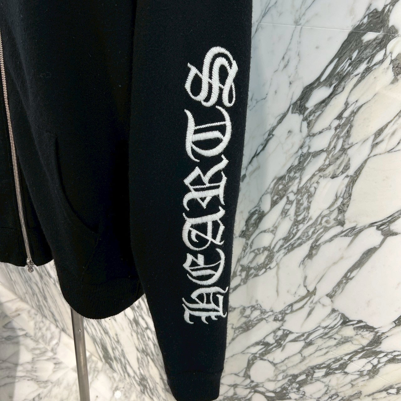 CHROME HEARTS Y NOT Arm Logo Cashmere Knit Zip Up Hoodie Size M クロムハーツ ワイノット アームロゴ カシミヤジップアップフーディ サイズM