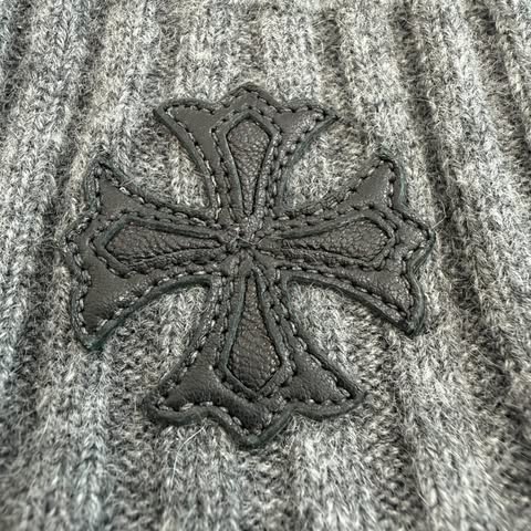 CHROME HEARTS Cashmere 1 Cross Leather Patch Beanie Size ONE SIZE (53-60) クロムハーツ カシミヤ 1 クロス レザーパッチ ビーニー サイズONE SIZE (53-60)