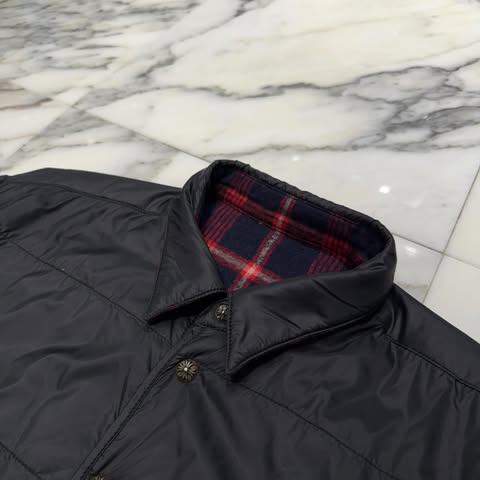 CHROME HEARTS Reversible Cross Ball Button Check Shirt Jacket Size XL クロムハーツ リバーシブル クロスボールボタン チェックシャツ ジャケット サイズXL