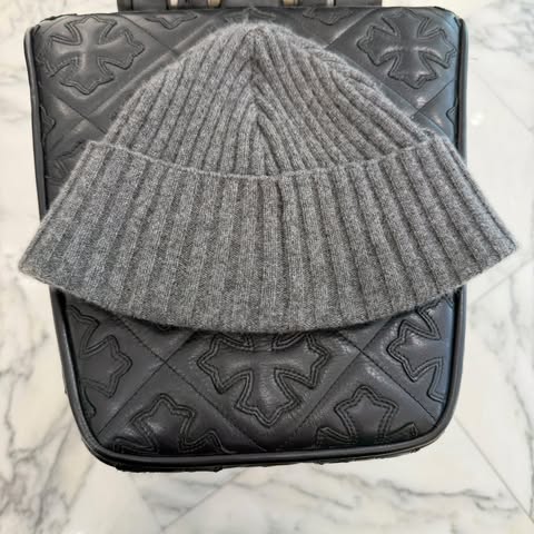 CHROME HEARTS Cashmere 1 Cross Leather Patch Beanie Size ONE SIZE (53-60) クロムハーツ カシミヤ 1 クロス レザーパッチ ビーニー サイズONE SIZE (53-60)