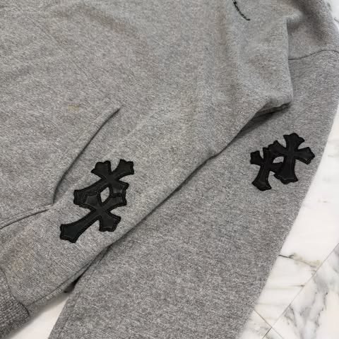 CHROME HEARTS Y NOT Cemetery Cross Leather Patch Pullover Hoodie Size M クロムハーツ ワイノット セメタリークロス レザーパッチ プルオーバーフーディー サイズM