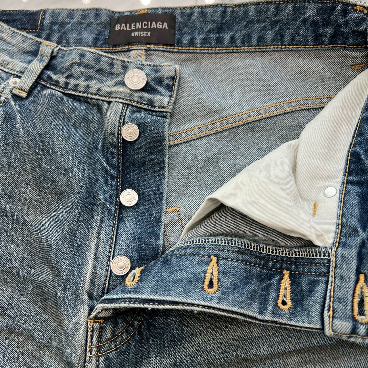 BALENCIAGA 2023SS Distressed Baggy Denim Pants 745213 TNW01 Size
