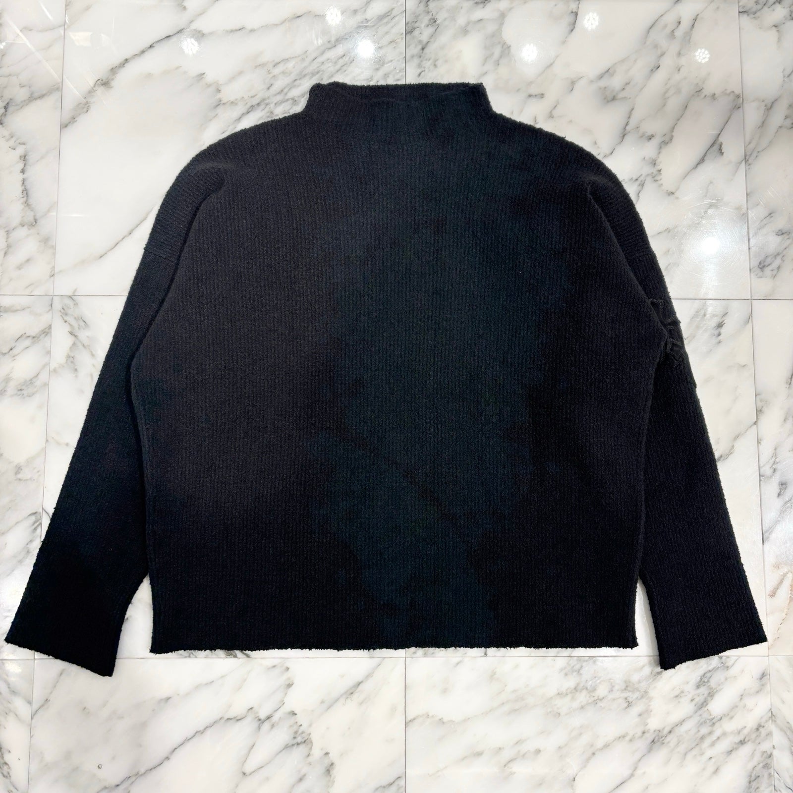 CHROME HEARTS Y NOT Harako Leather Cross Patch Cotton Knit Sweater Size XS/S クロムハーツ ワイノット ハラコレザー クロスパッチ コットン ニット セーター サイズXS/S