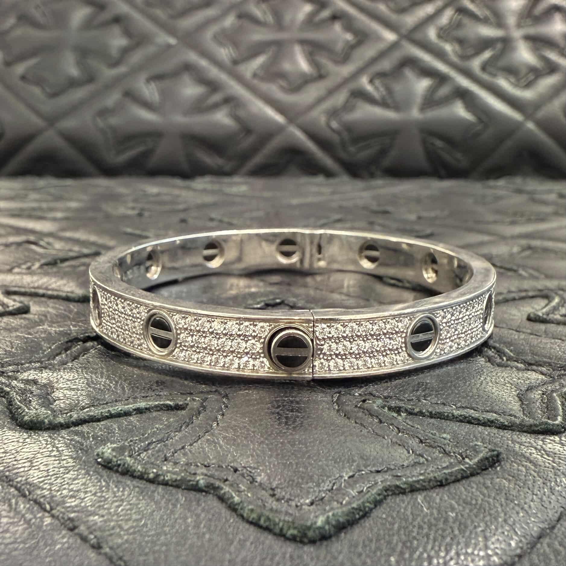 Cartier Au750 WG Love Bracelet Classic Model Pave Diamond Ceramic Size 18 カルティエ Au750 WG ラブブレスレット クラッシックモデル パヴェダイアモンド セラミック サイズ18
