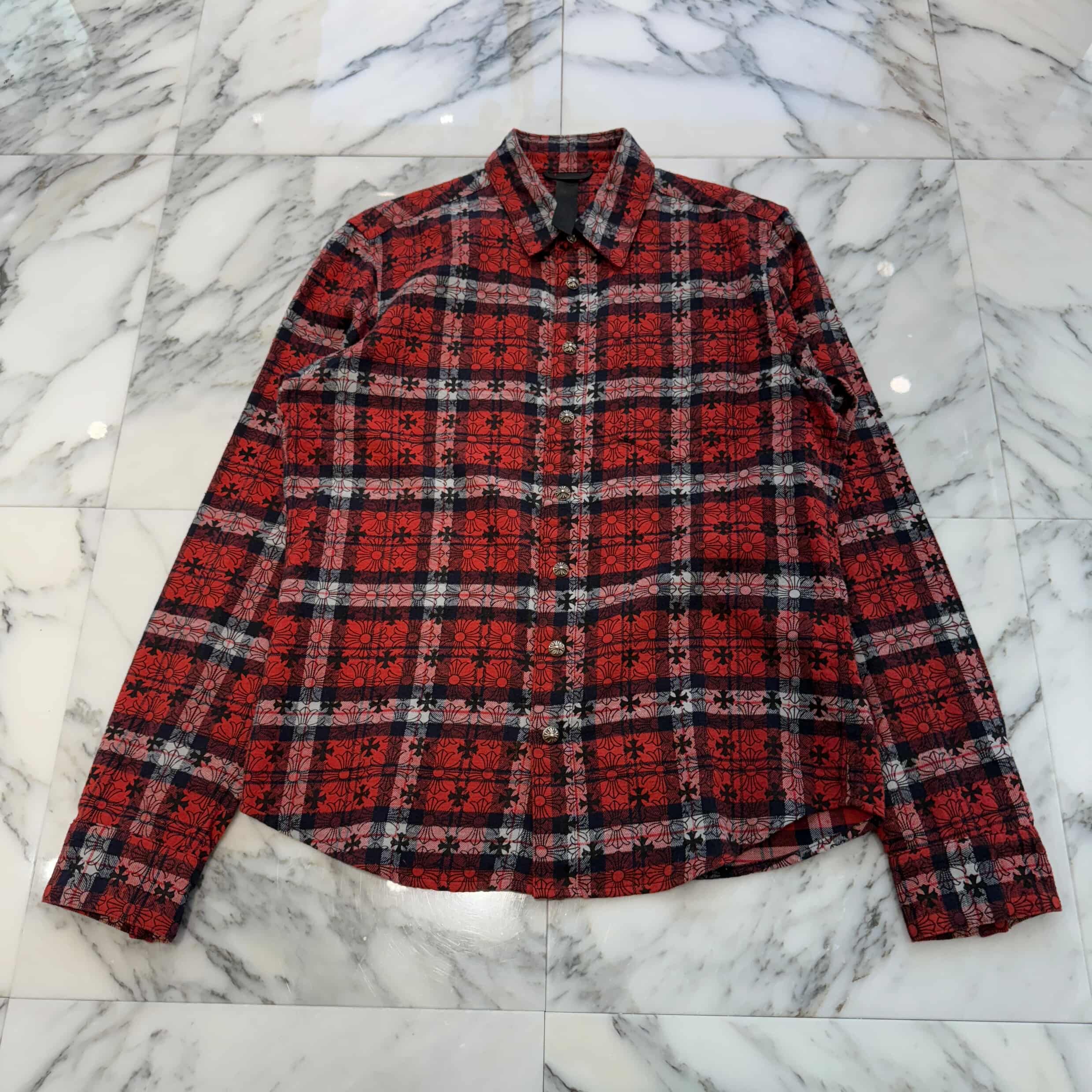 CHROME HEARTS Y NOT Loose Ends Check Shirt Size M クロムハーツ ワイノット ルーズエンド チェックシャツ サイズM