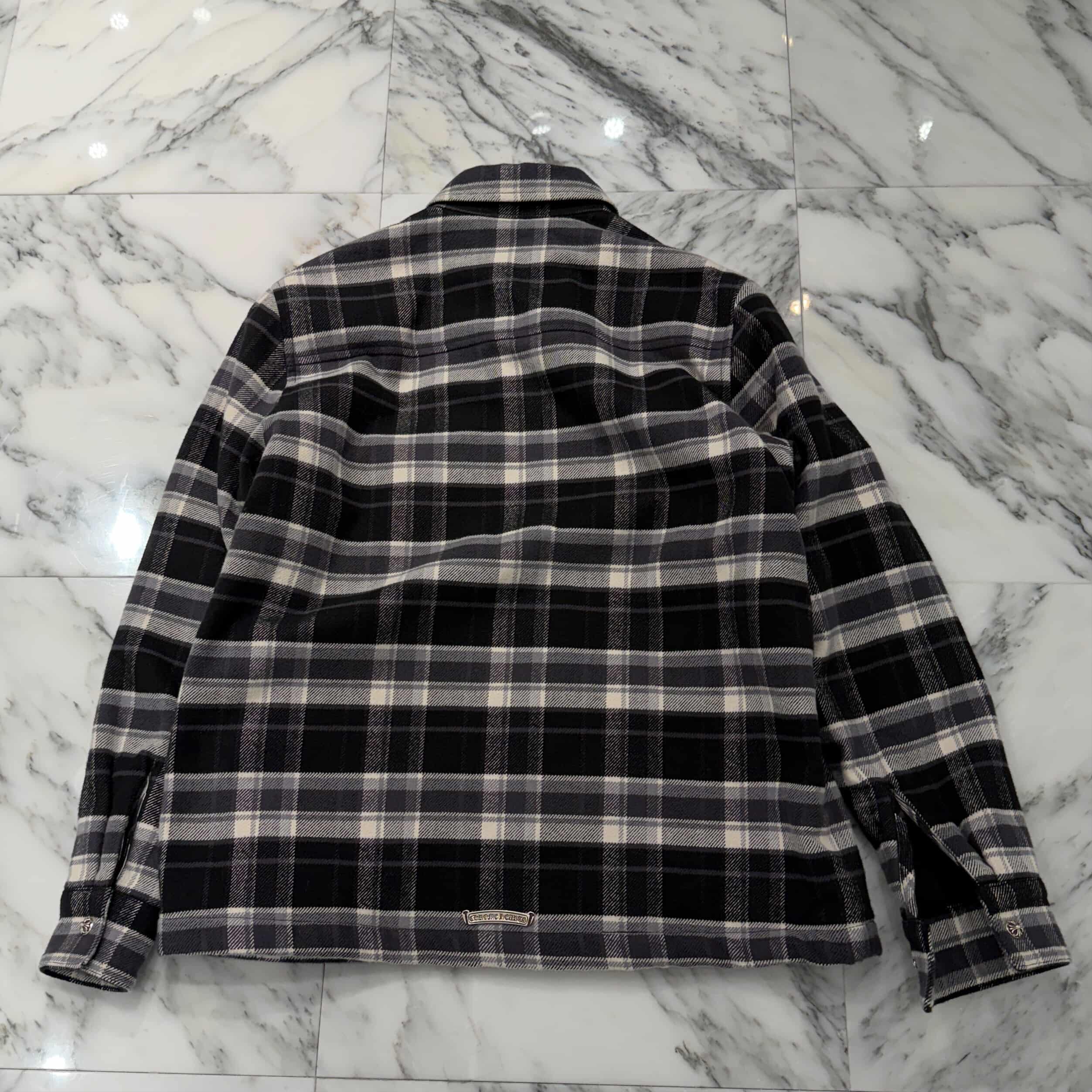 CHROME HEARTS Y NOT Lucky Patch Cross Ball Button Check Shirt Jacket Size S クロムハーツ ワイノット ラッキー パッチ クロスボールボタン チェック シャツ ジャケット サイズS