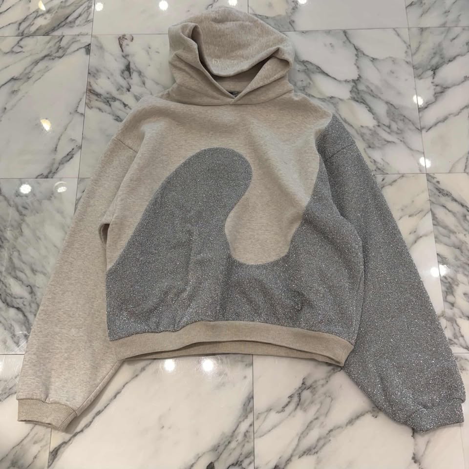 Dior×ERL コラボ 23SS プルオーバースウェットフーディ パーカー S DIOR × ERL 2023SS Glitter Mix Relaxed Fit Pullover Hoodie