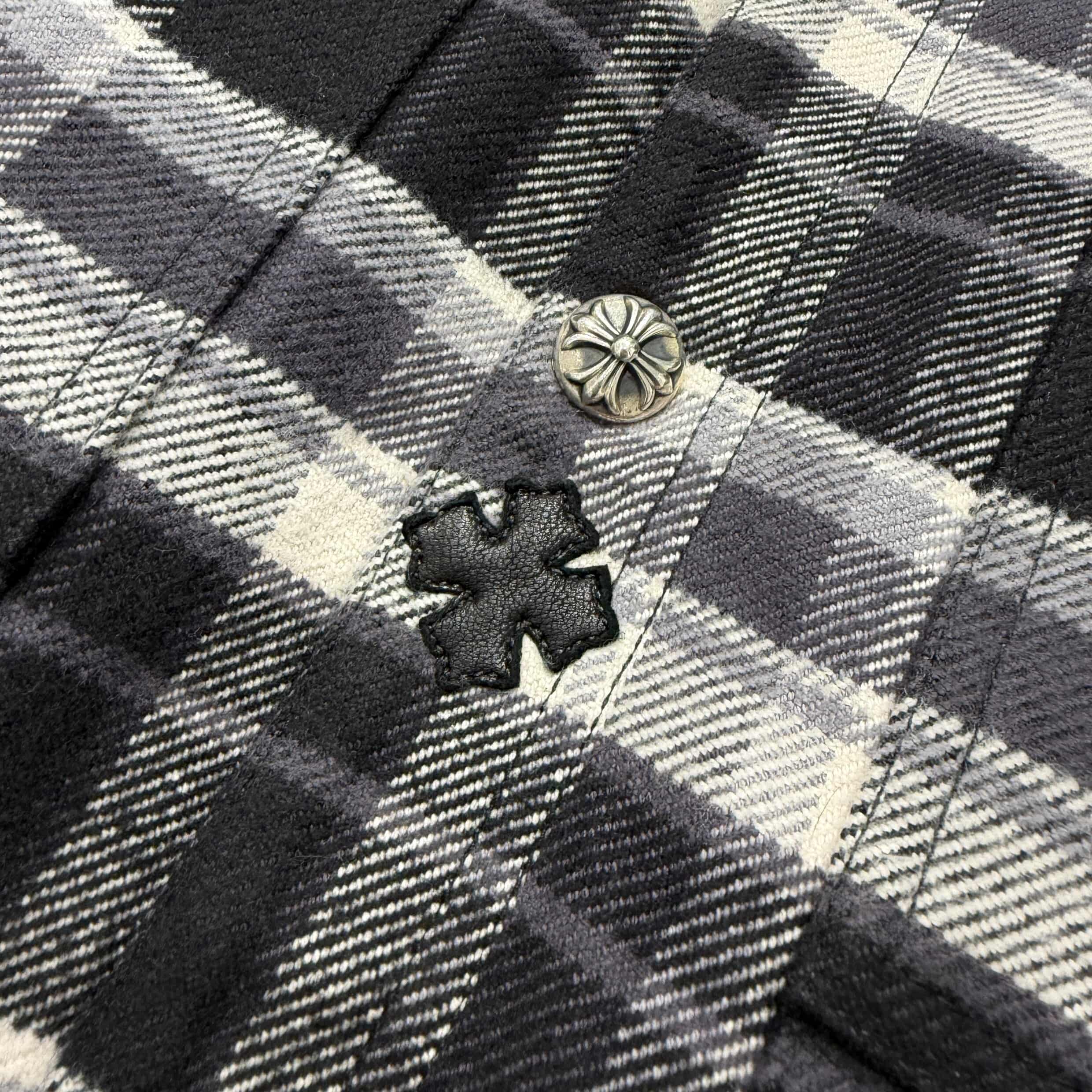 CHROME HEARTS Y NOT Lucky Patch Cross Ball Button Check Shirt Jacket Size S クロムハーツ ワイノット ラッキー パッチ クロスボールボタン チェック シャツ ジャケット サイズS