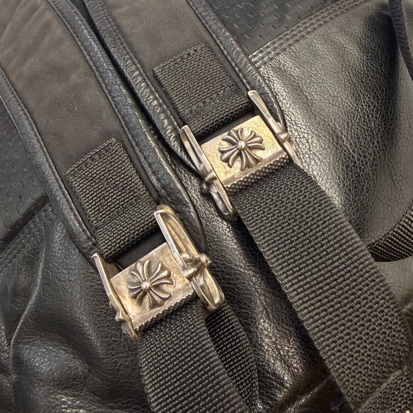 CHROME HEARTS Gunslinger Cemetery Cross Patch Leather Backpack