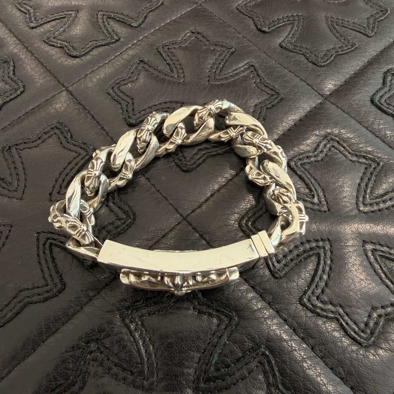 CHROME HEARTS CH X Extra Fancy Chain Floral Cross ID Bracelet 11 LINK クロムハーツ CH X エクストラファンシーチェーン フローラルクロスID ブレスレット 11リンク