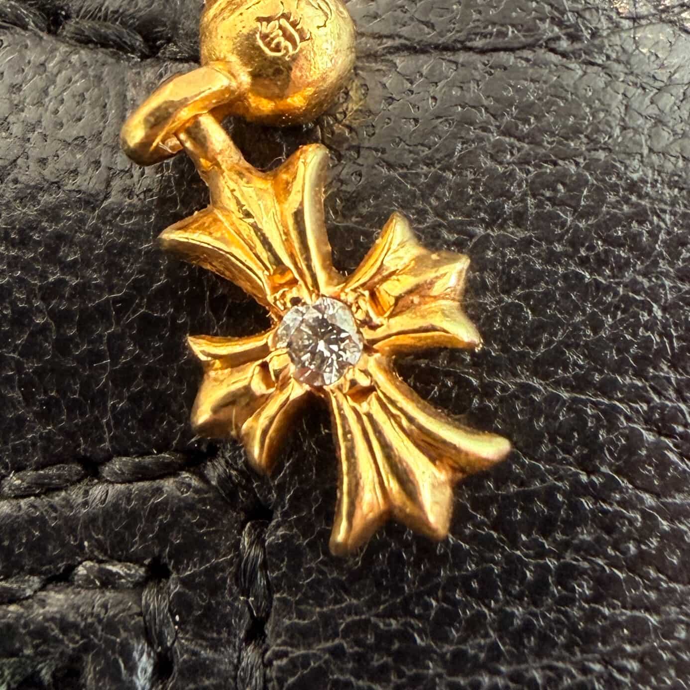 CHROME HEARTS 22K TINY E CH PLUS Earring 1 Diamond クロムハーツ 22K タイニーE CHプラス イヤリング ピアス 1ダイヤモンド