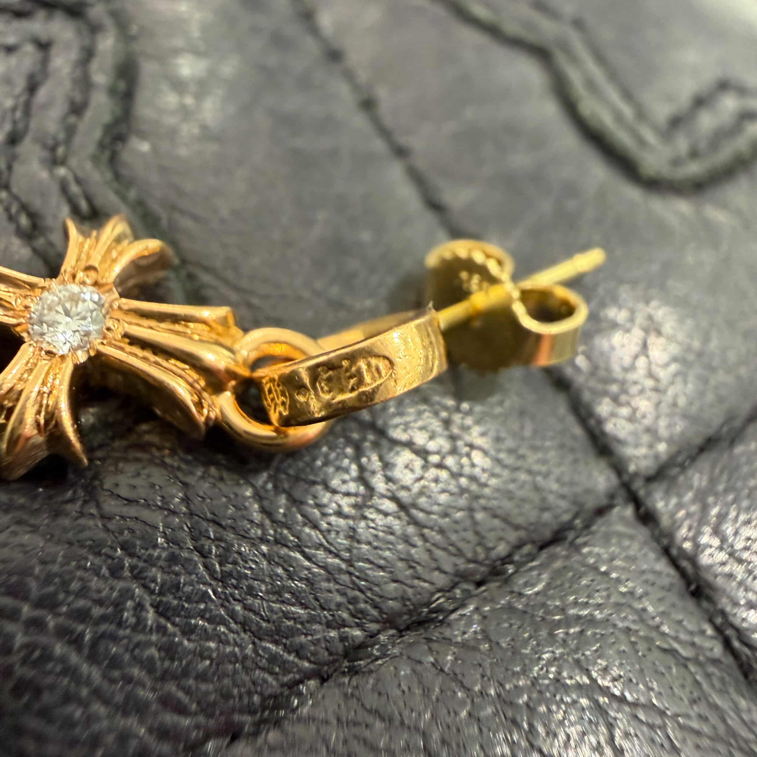 CHROME HEARTS 22K BABY FAT Earrings 1 Diamond クロムハーツ 22K ベイビーファット ピアス 1ダイヤモンド