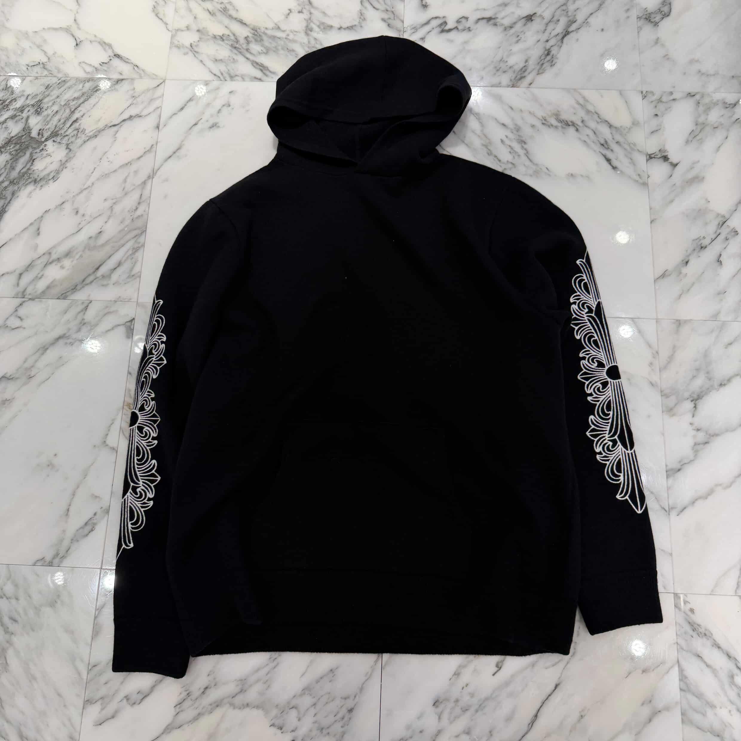 CHROME HEARTS Y NOT Floral Cross Embroidery Cashmere Knit Pullover Hoodie Size XL クロムハーツ ワイノット フローラルクロス刺繍 カシミヤニット プルオーバー フーディ サイズXL