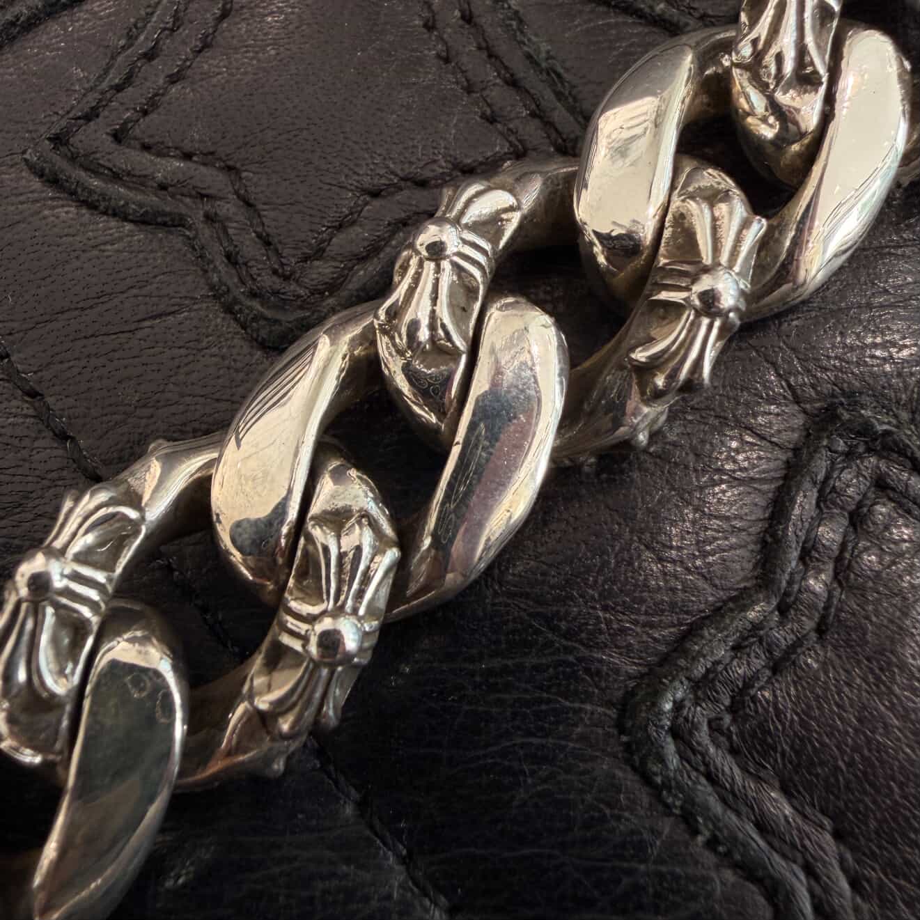CHROME HEARTS CH X Extra Fancy Chain Floral Cross ID Bracelet 11