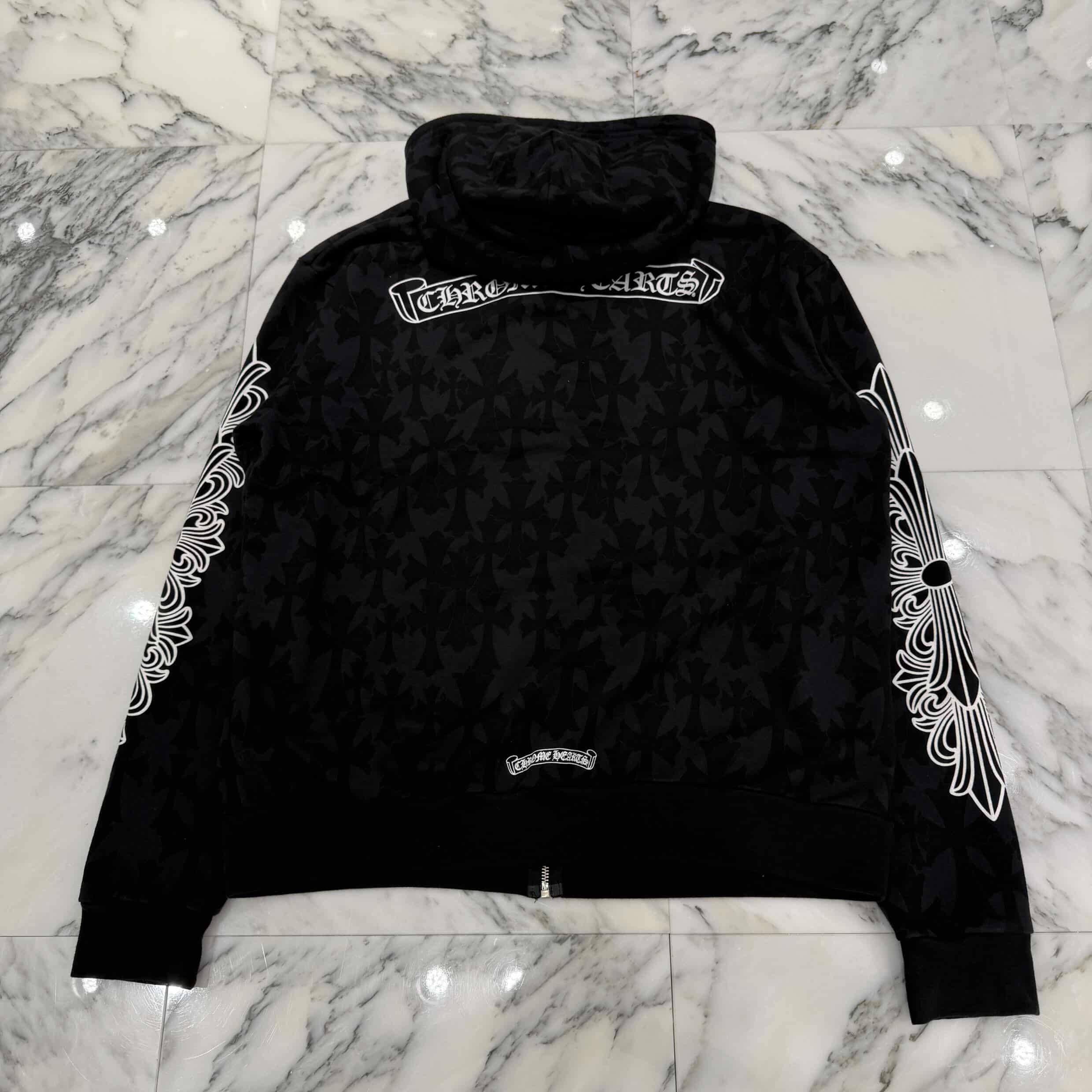 CHROME HEARTS 2024SS Graveyard Cemetery Cross Zip Up Hoodie Size M