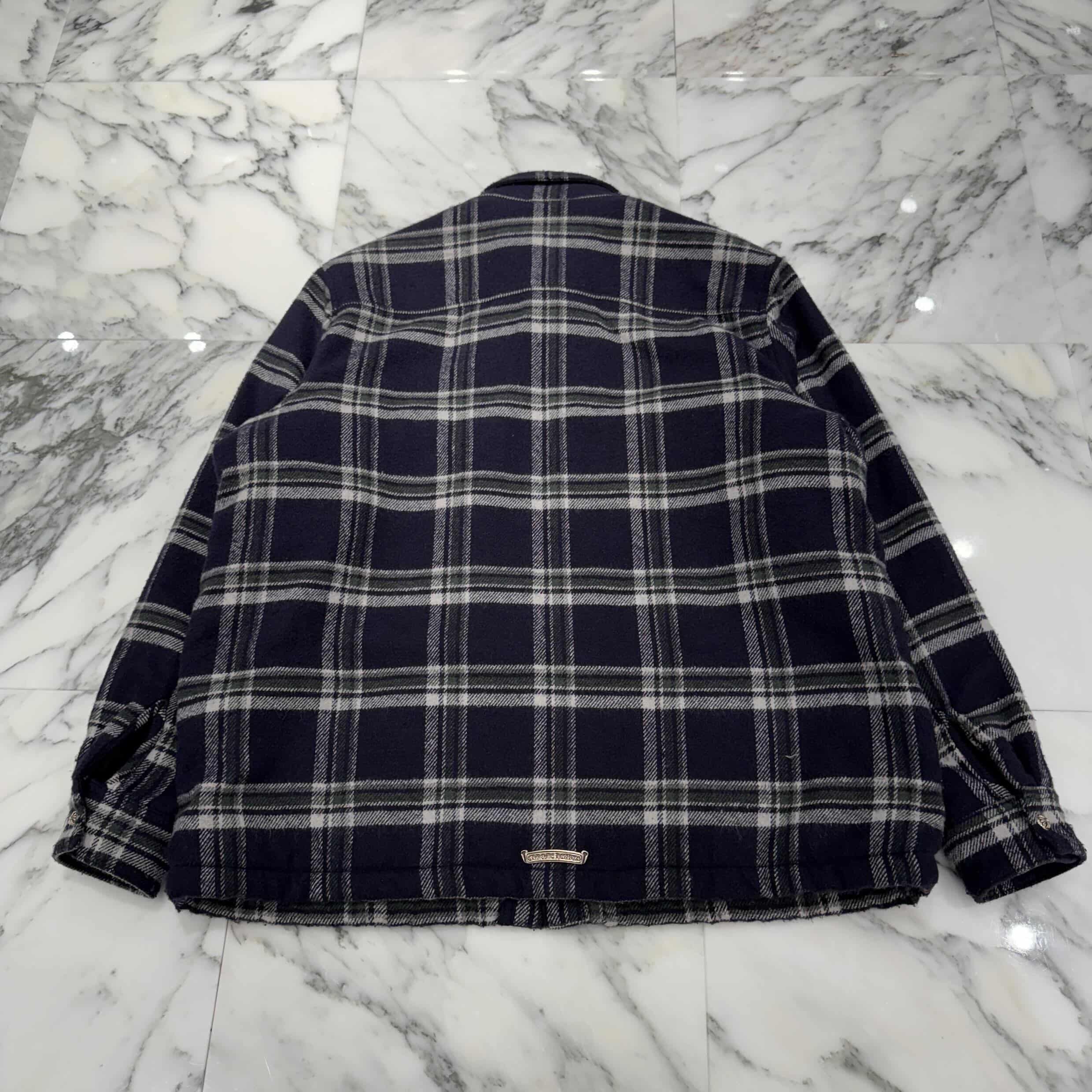 CHROME HEARTS Y NOT Fleece Boa Check Shirt Jacket Size XL クロム