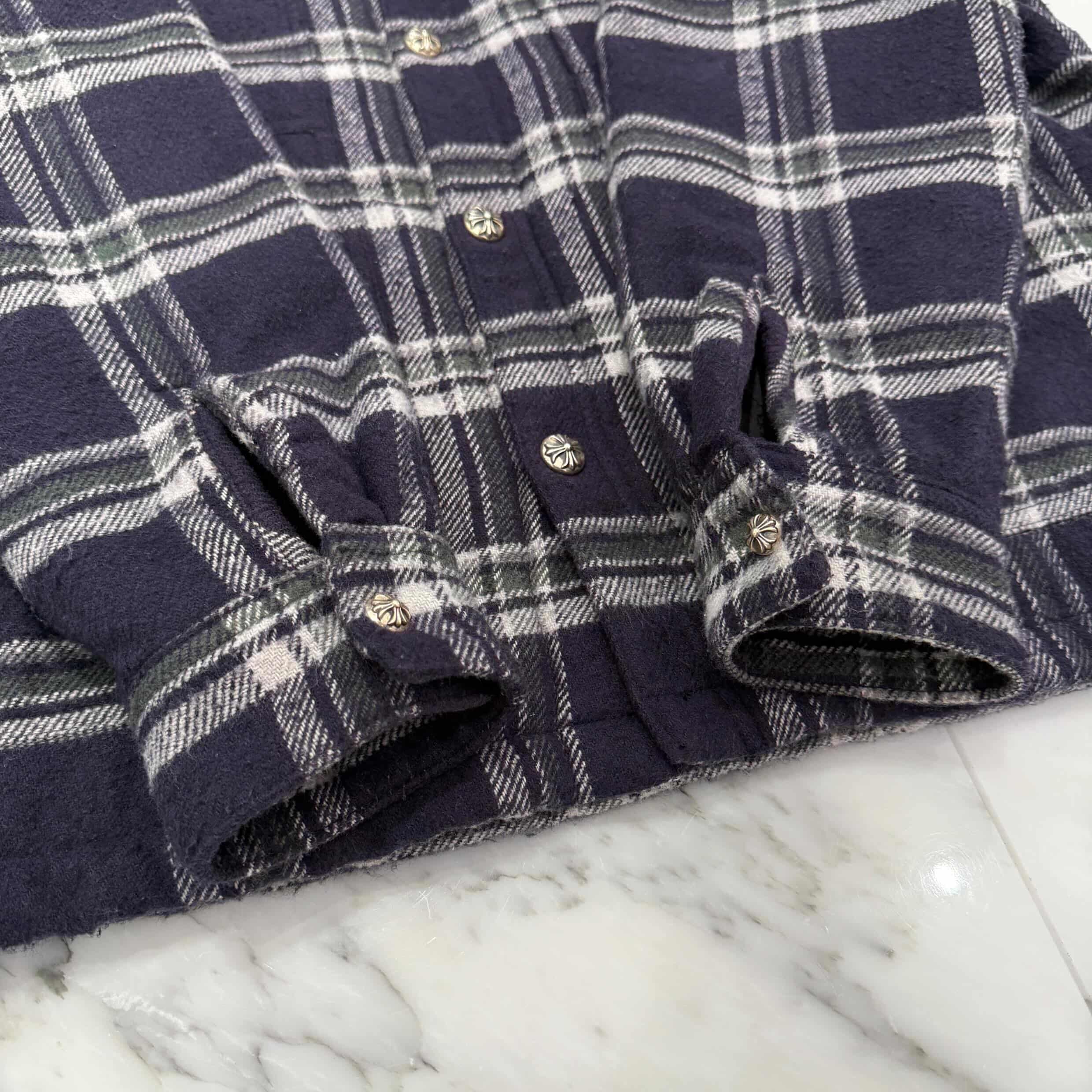 CHROME HEARTS Y NOT Fleece Boa Check Shirt Jacket Size XL クロムハーツ ワイノット フリース 裏地ボア チェックシャツ ジャケット サイズXL