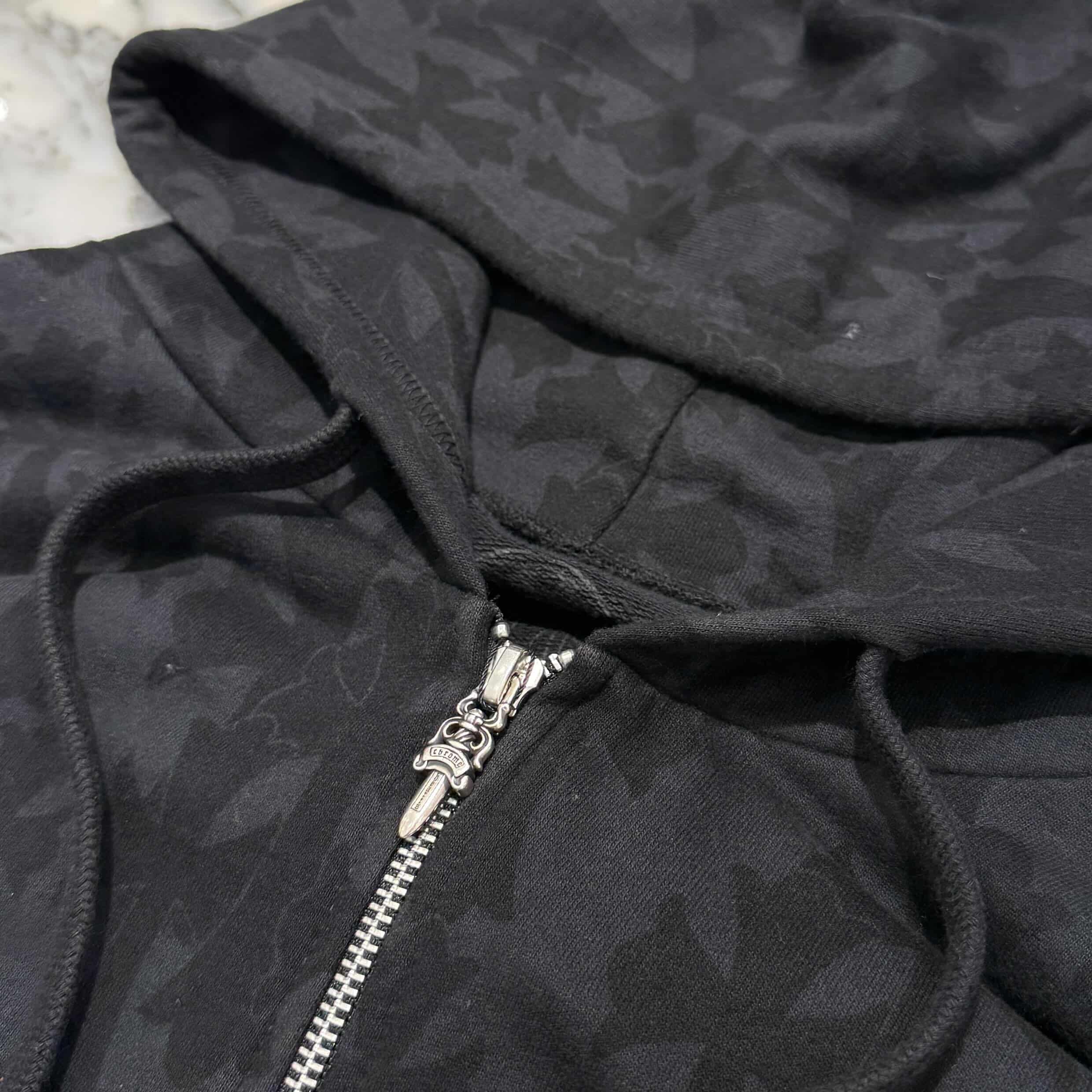 CHROME HEARTS 2024SS Graveyard Cemetery Cross Zip Up Hoodie Size M