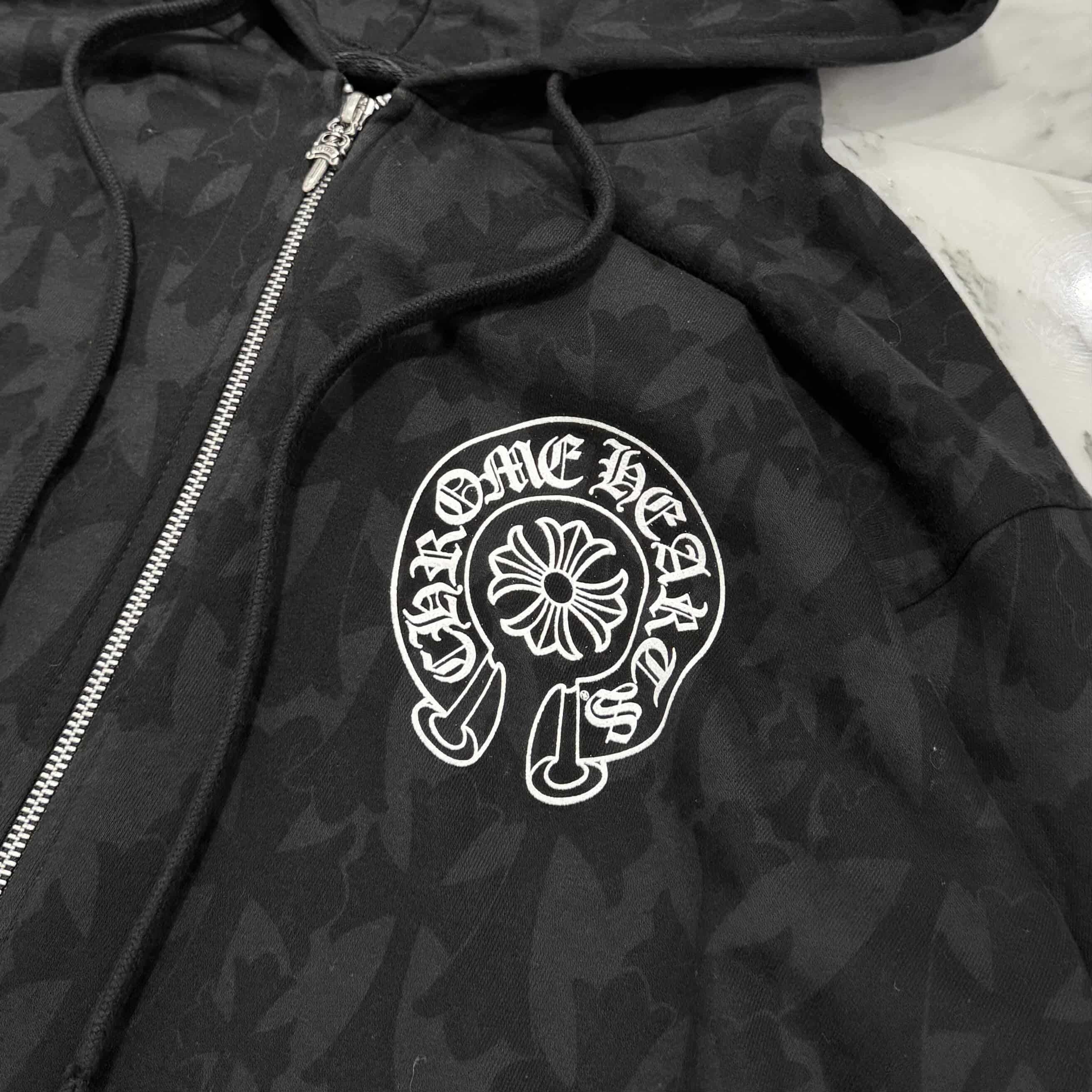 CHROME HEARTS 2024SS Graveyard Cemetery Cross Zip Up Hoodie Size M