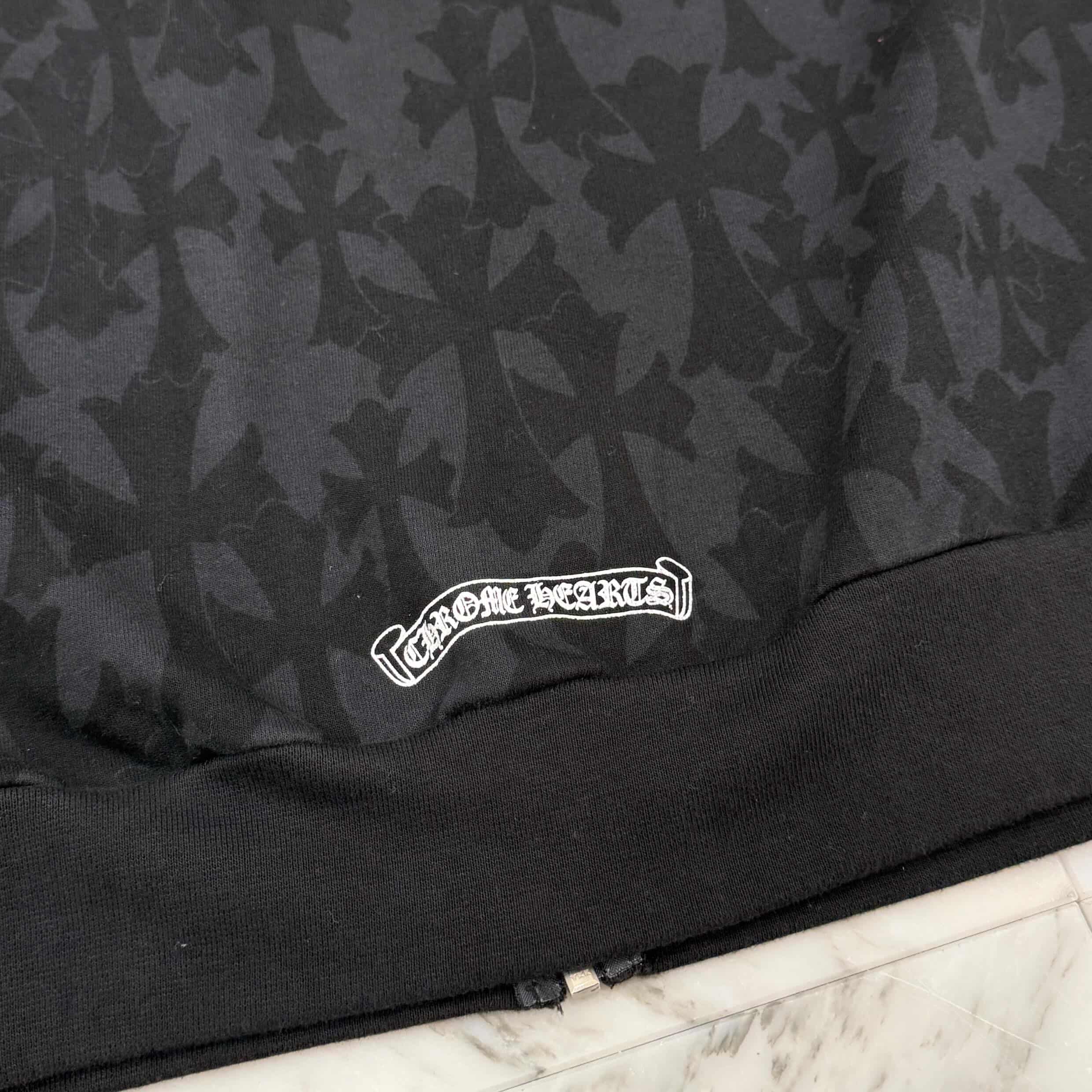 CHROME HEARTS 2024SS Graveyard Cemetery Cross Zip Up Hoodie Size M