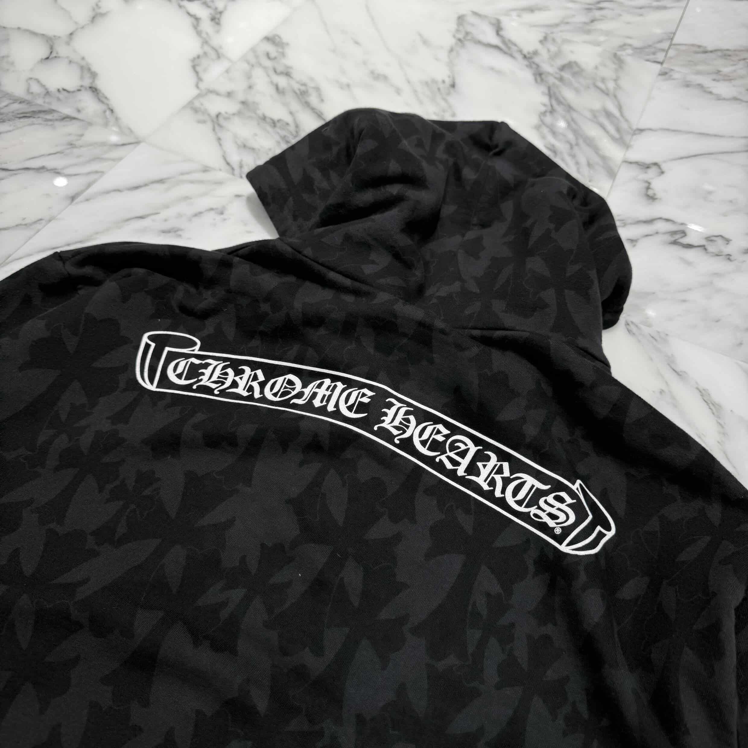 CHROME HEARTS 2024SS Graveyard Cemetery Cross Zip Up Hoodie Size M