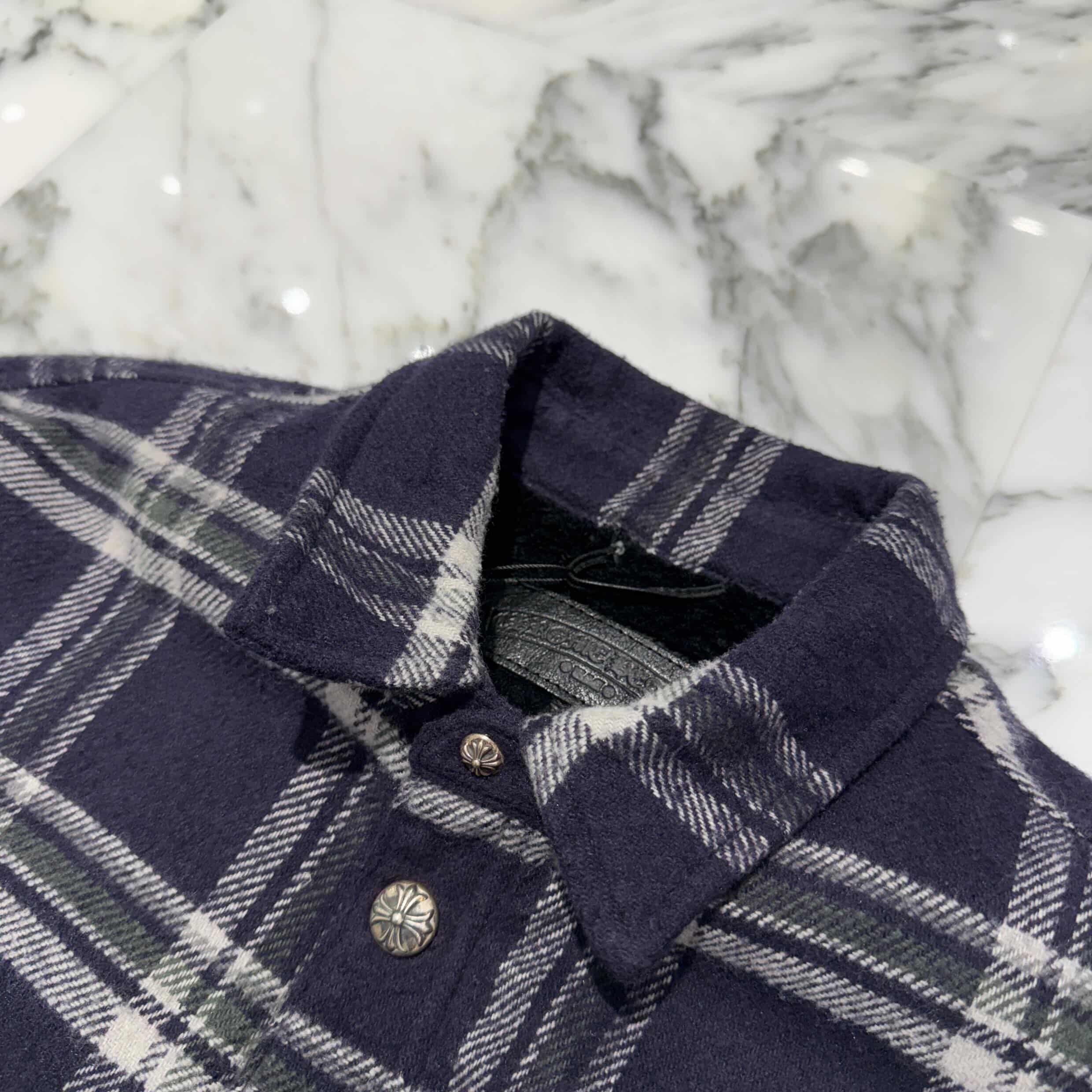 CHROME HEARTS Y NOT Fleece Boa Check Shirt Jacket Size XL クロムハーツ ワイノット フリース 裏地ボア チェックシャツ ジャケット サイズXL