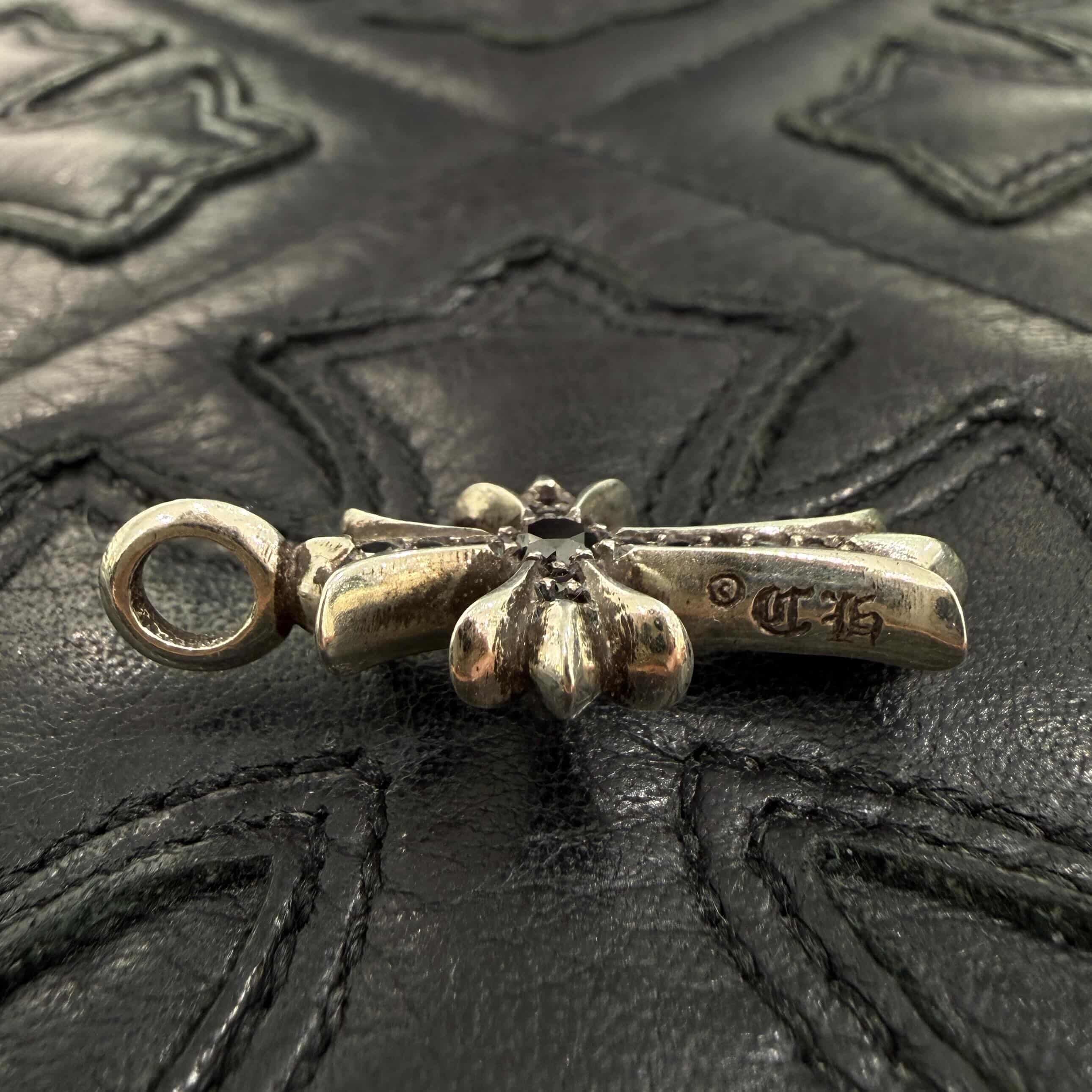 CHROME HEARTS Tiny Fat Cross Pave Black Diamond Pendant Top クロムハーツ タイニーファットクロス ブラックダイヤモンド ペンダントトップ