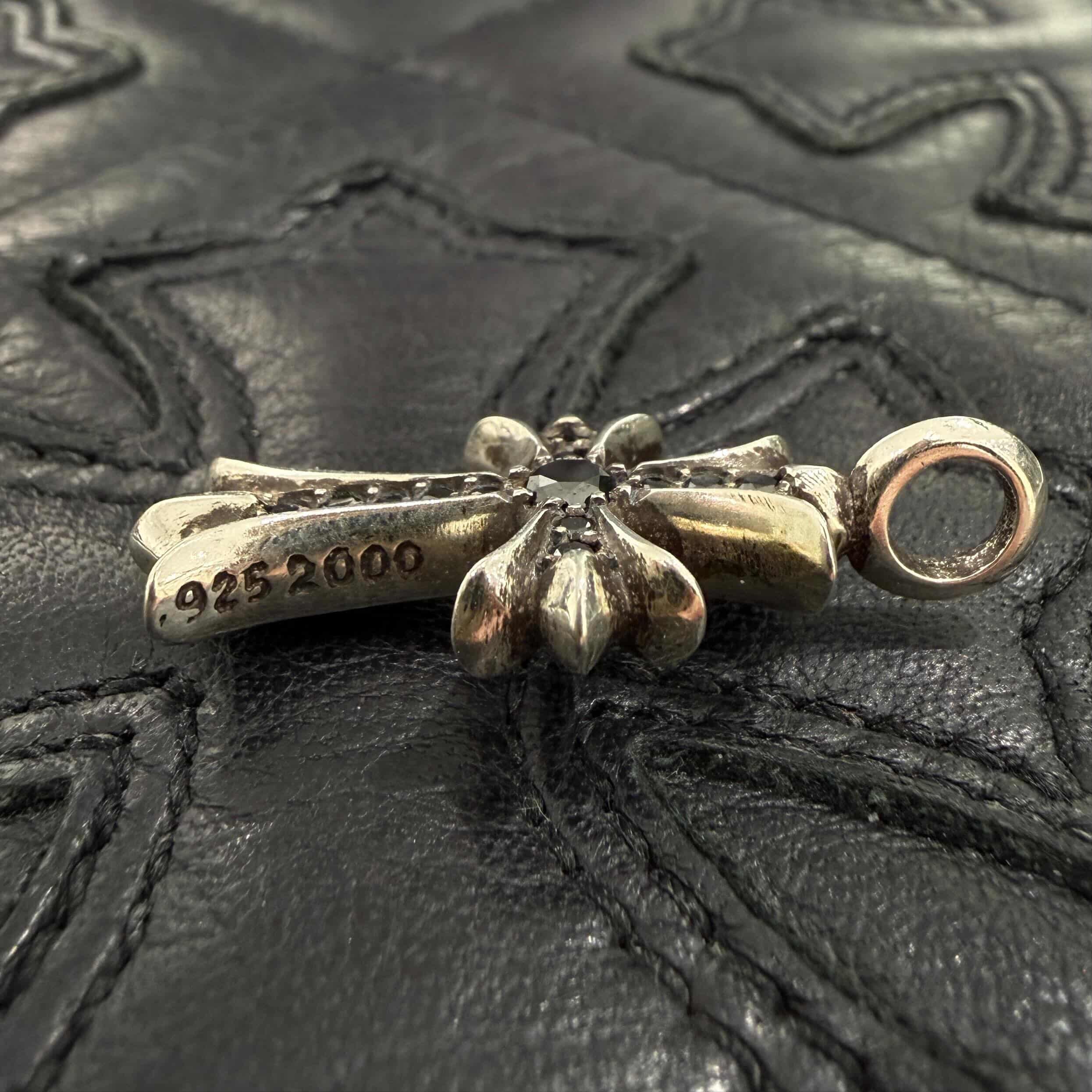 CHROME HEARTS Tiny Fat Cross Pave Black Diamond Pendant Top クロムハーツ タイニーファットクロス ブラックダイヤモンド ペンダントトップ