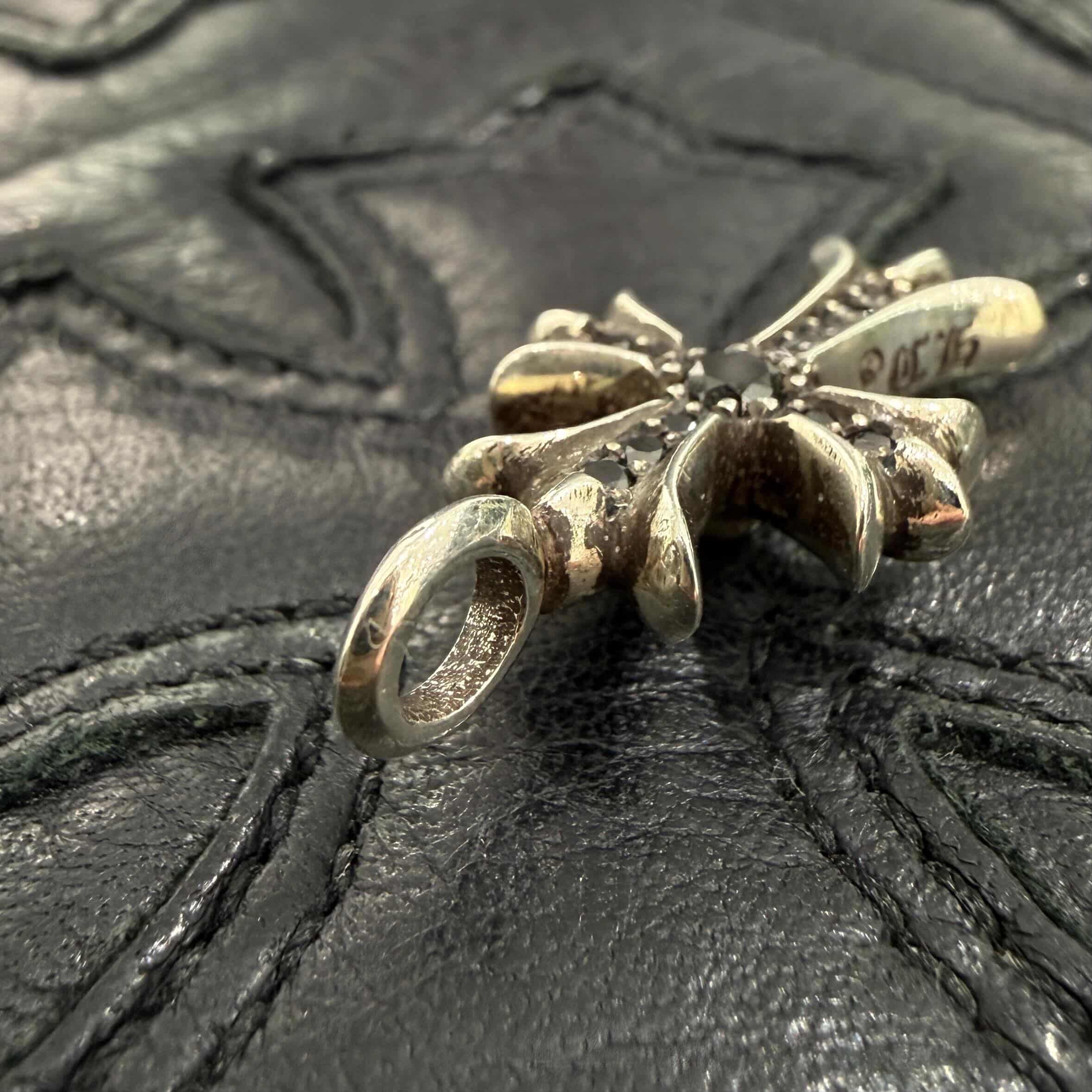 CHROME HEARTS Tiny Fat Cross Pave Black Diamond Pendant Top クロムハーツ タイニーファットクロス ブラックダイヤモンド ペンダントトップ