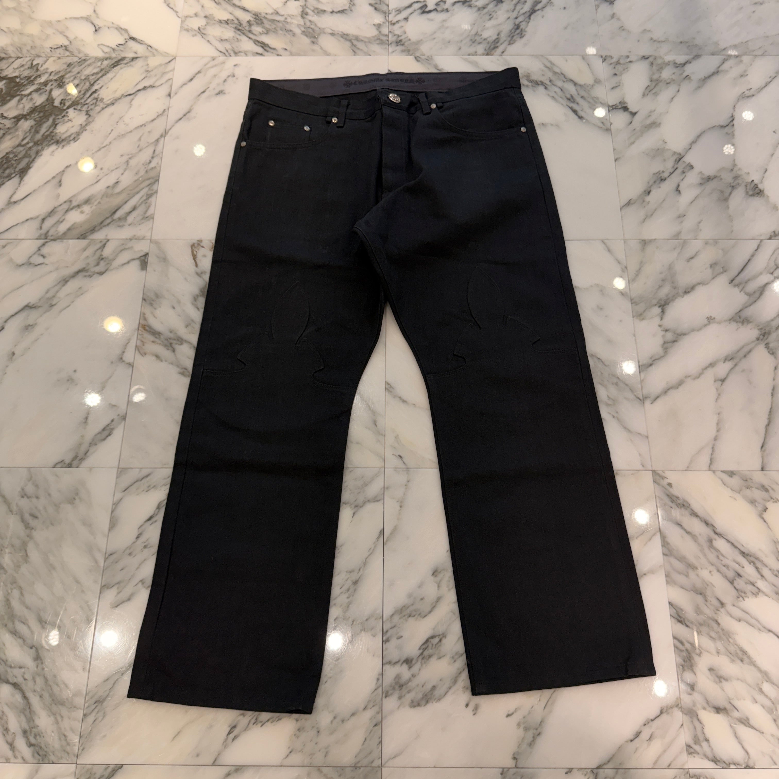 CHROME HEARTS Flare Knee Cross Ball Button Cotton Chino Pants Size 40 クロムハーツ フレアニー クロスボールボタン コットン チノパンツ サイズ40