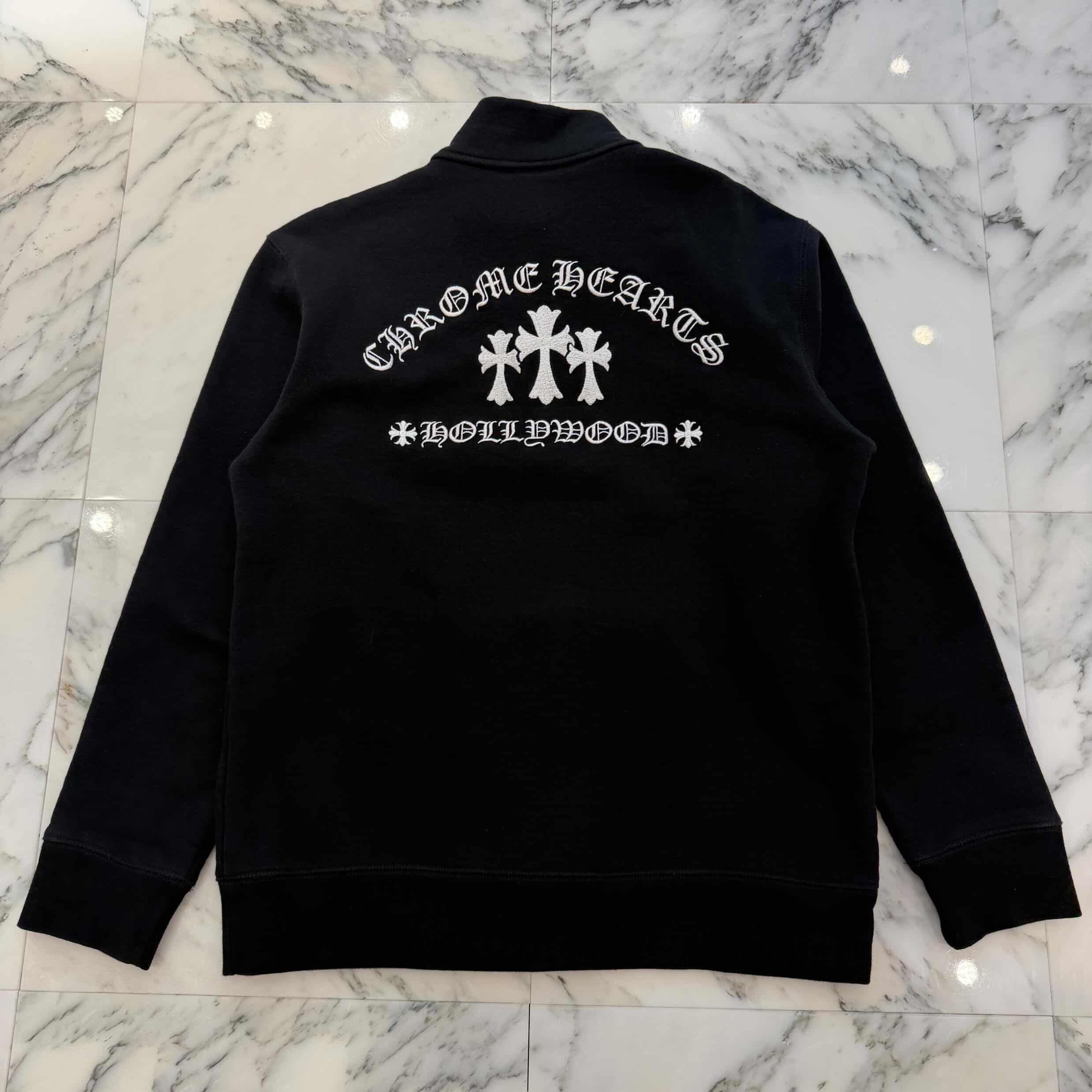 CHROME HEARTS Y NOT King Taco 3 Cemetery Cross Embroidery Half Zip Sweat Shirt Size M クロムハーツ ワイノット キングタコ 3セメタリークロス刺繍 ハーフジップ スウェットシャツ サイズM