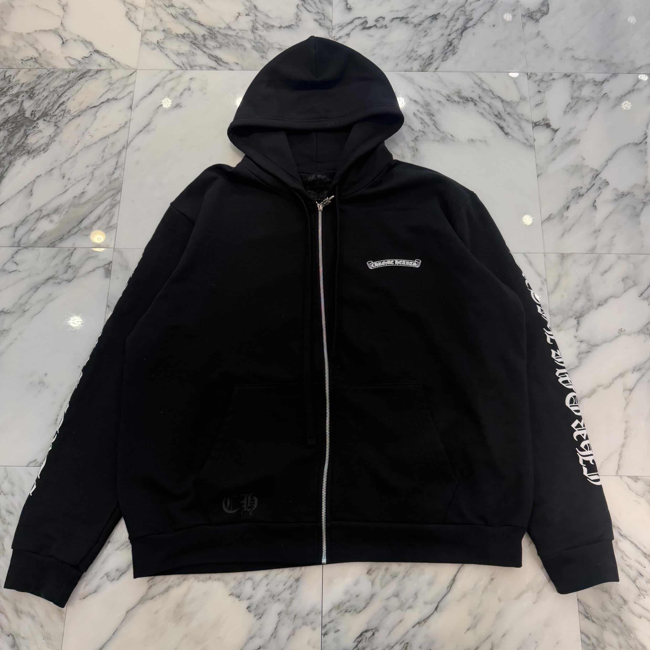 CHROME HEARTS Back Scroll Label Logo Zip Up Hoodie Size XL クロムハーツ バックスクロールラベルロゴジップアップフーディ サイズXL