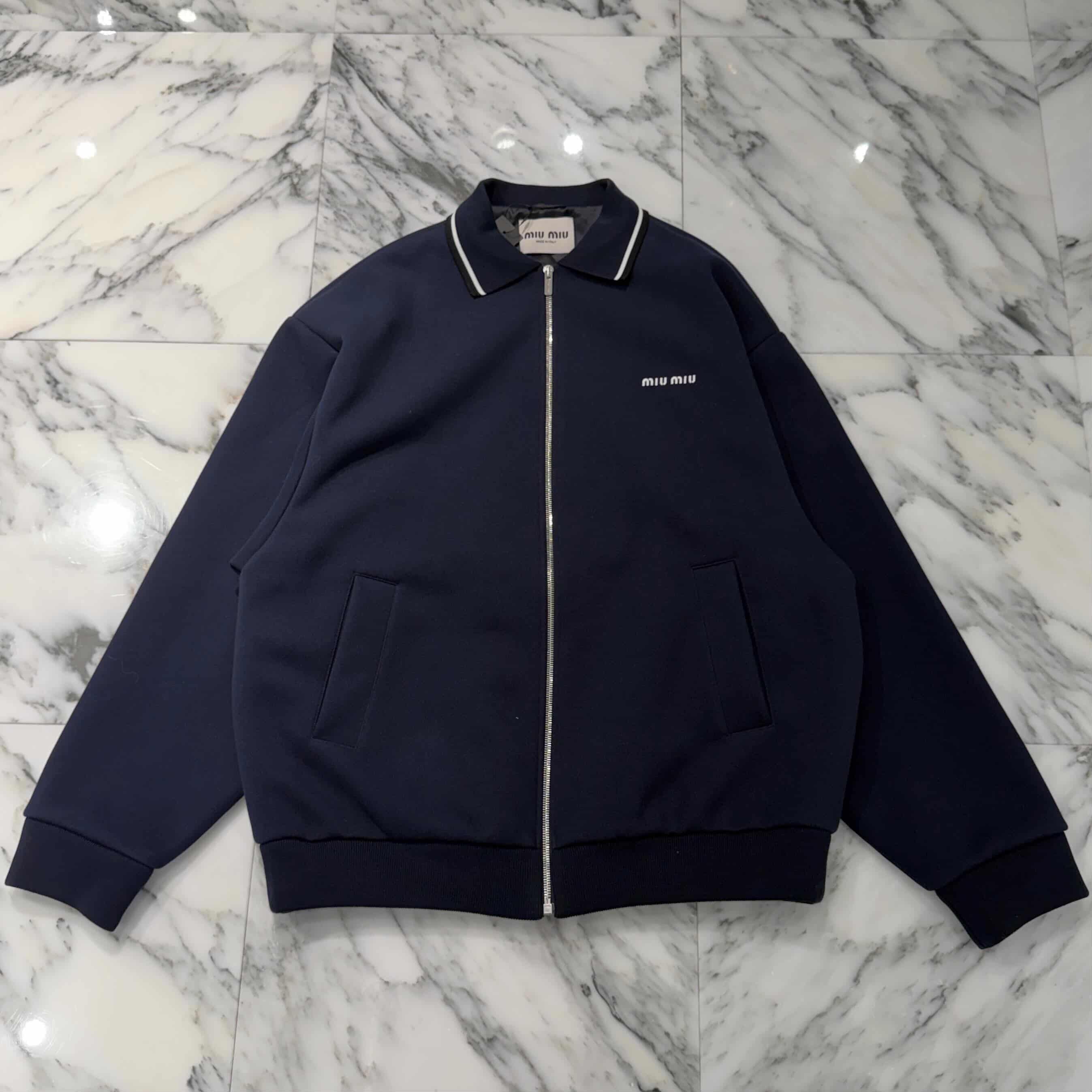 MIU MIU 2024SS Bonded Pique Technical Jersey Blouson Jacket ML1258 SOOO 1756 Size 40 ミュウミュウ ボンディング ピケテクニカル ジャージー ブルゾン ジャケット サイズ40