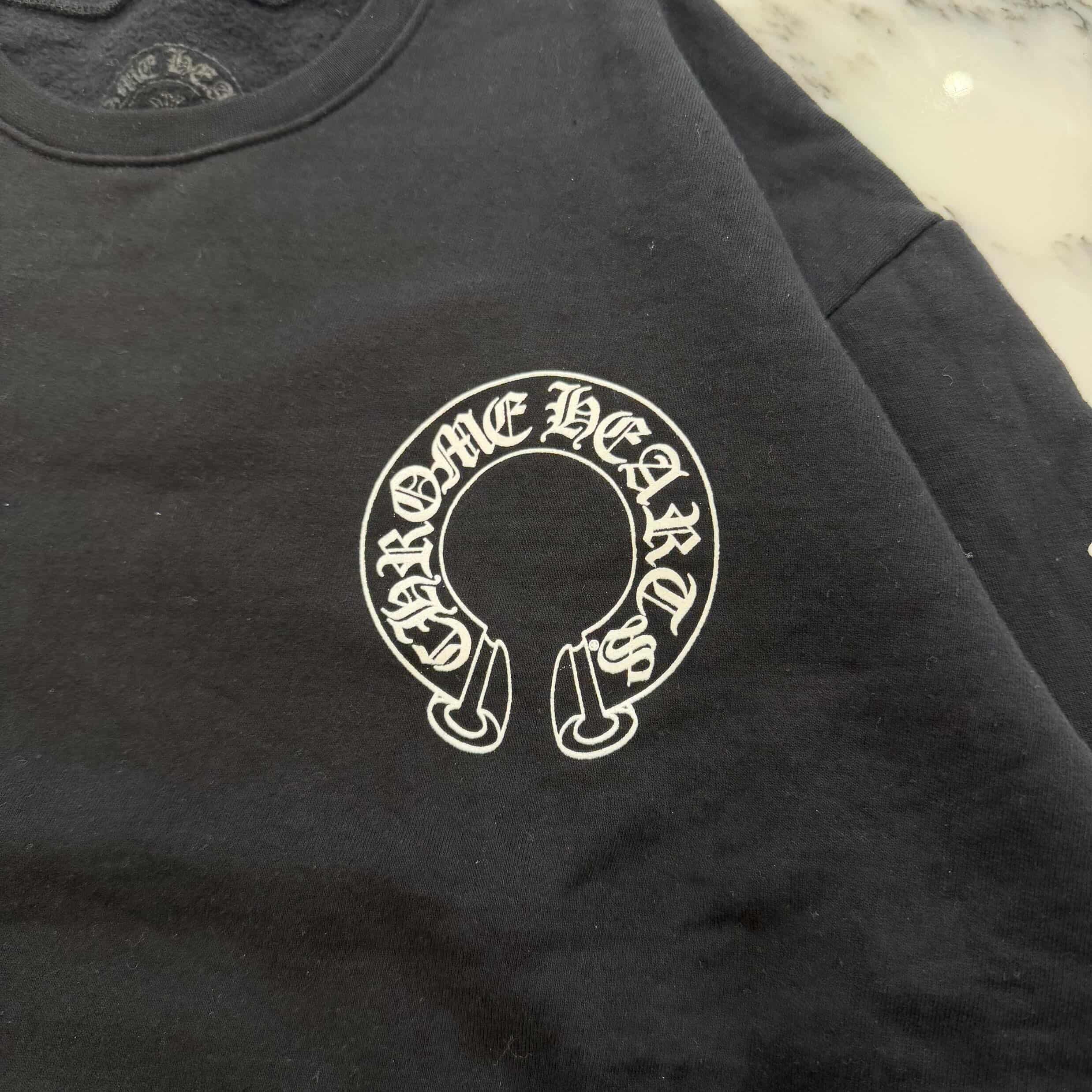 CHROME HEARTS Floral Cross Horseshoe Crewneck Sweat Shirts Size M クロムハーツ フローラルクロス ホースシュー クルーネック スウェットシャツ サイズM