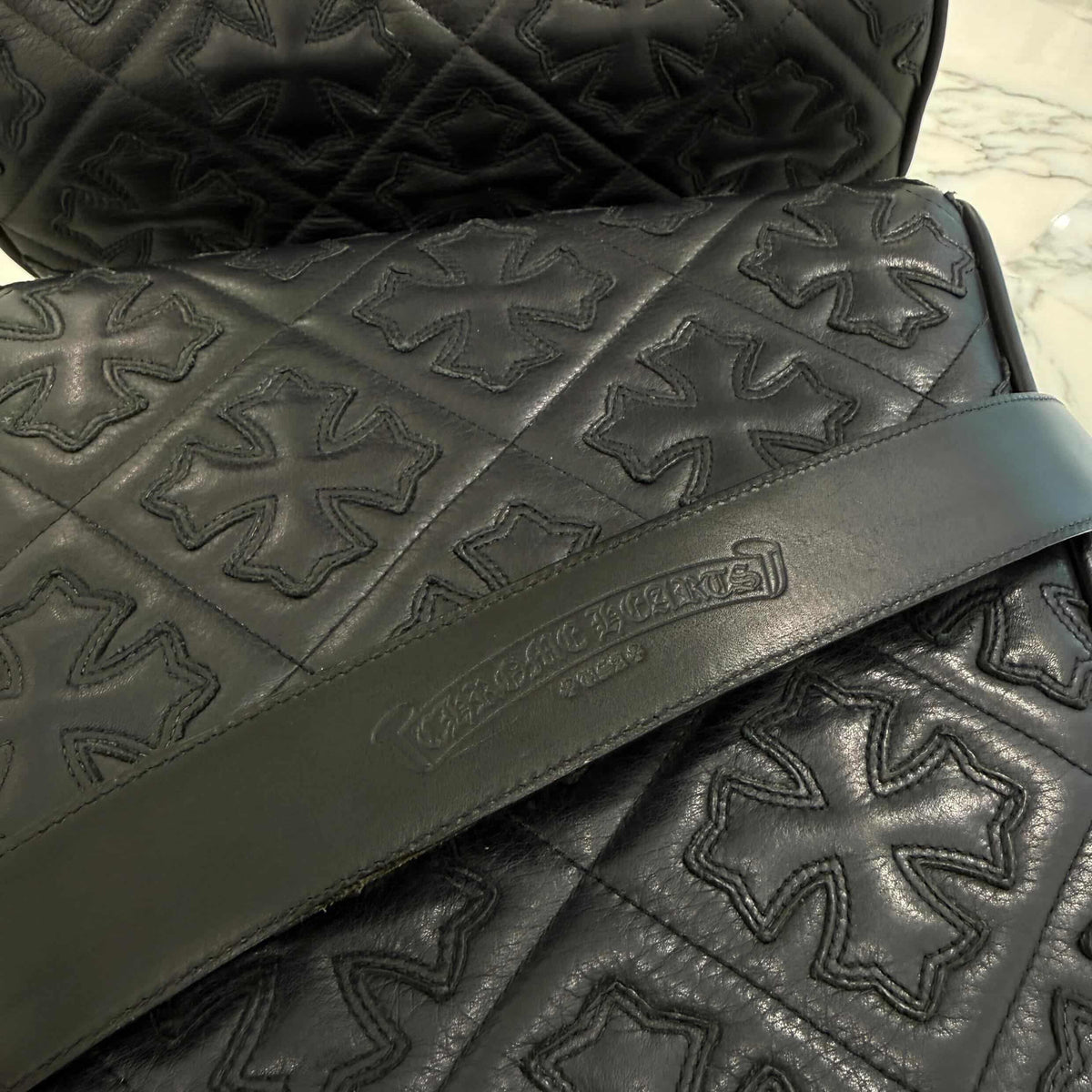 CHROME HEARTS 3PC Classic Leather Belt Size 36 Inch クロムハーツ 