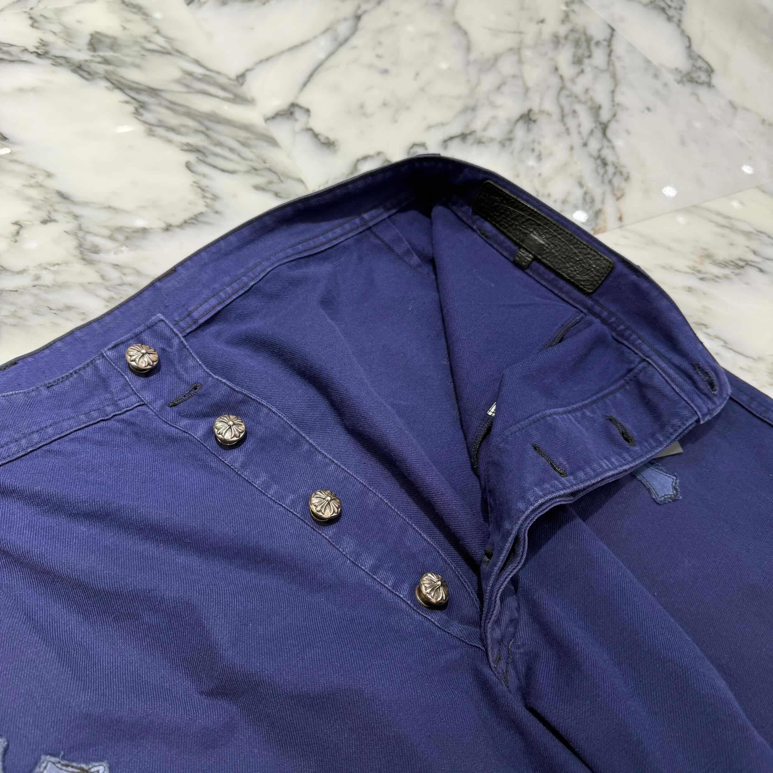 CHROME HEARTS VNTG Cross Quilting Patch French Work Pants Size 36 クロムハーツ ヴィンテージ クロスキルティングパッチ フレンチワーク パンツ サイズ36