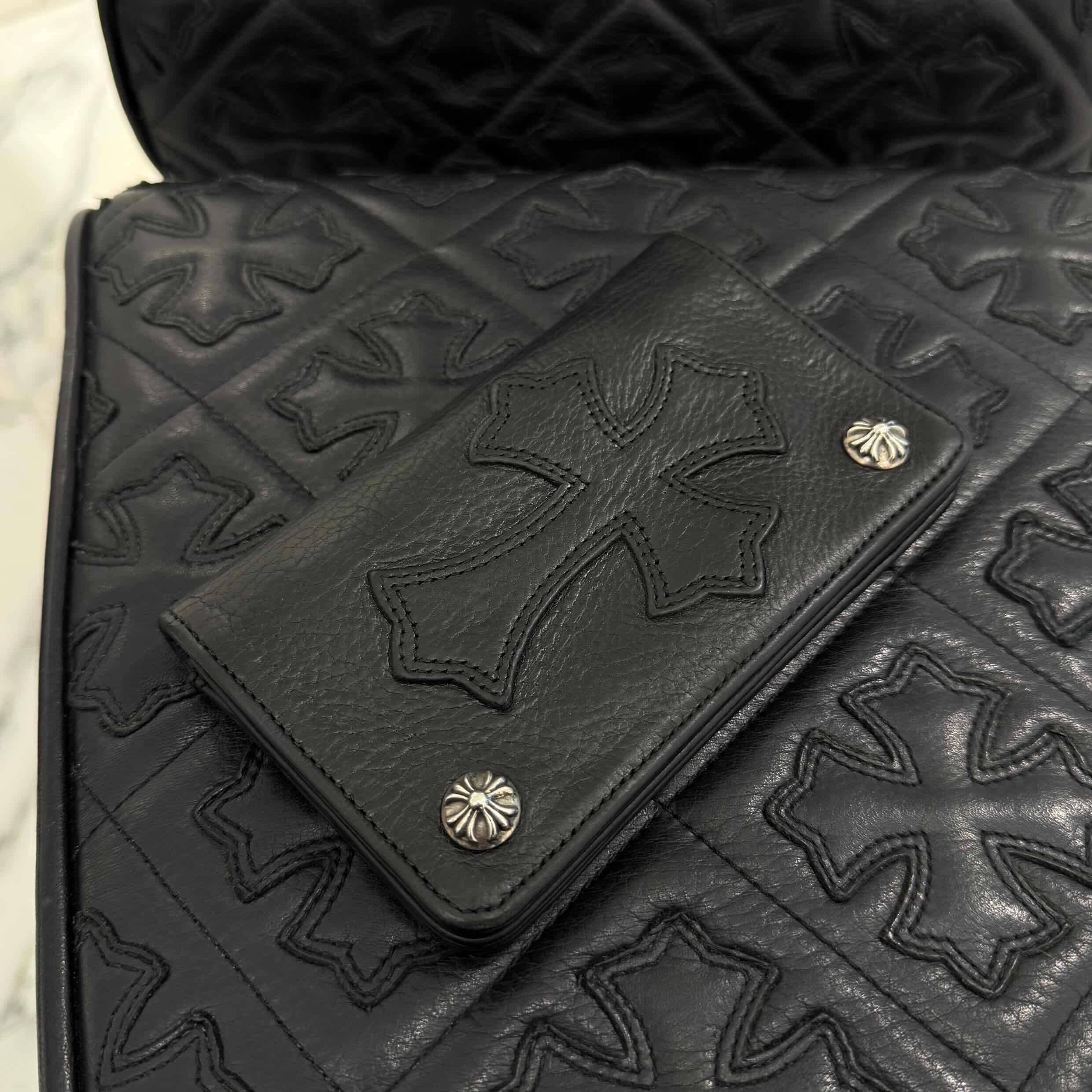 CHROME HEARTS 1 Zip Cross Patch Leather Wallet クロムハーツ 1ジップ クロスパッチ レザーウォレット