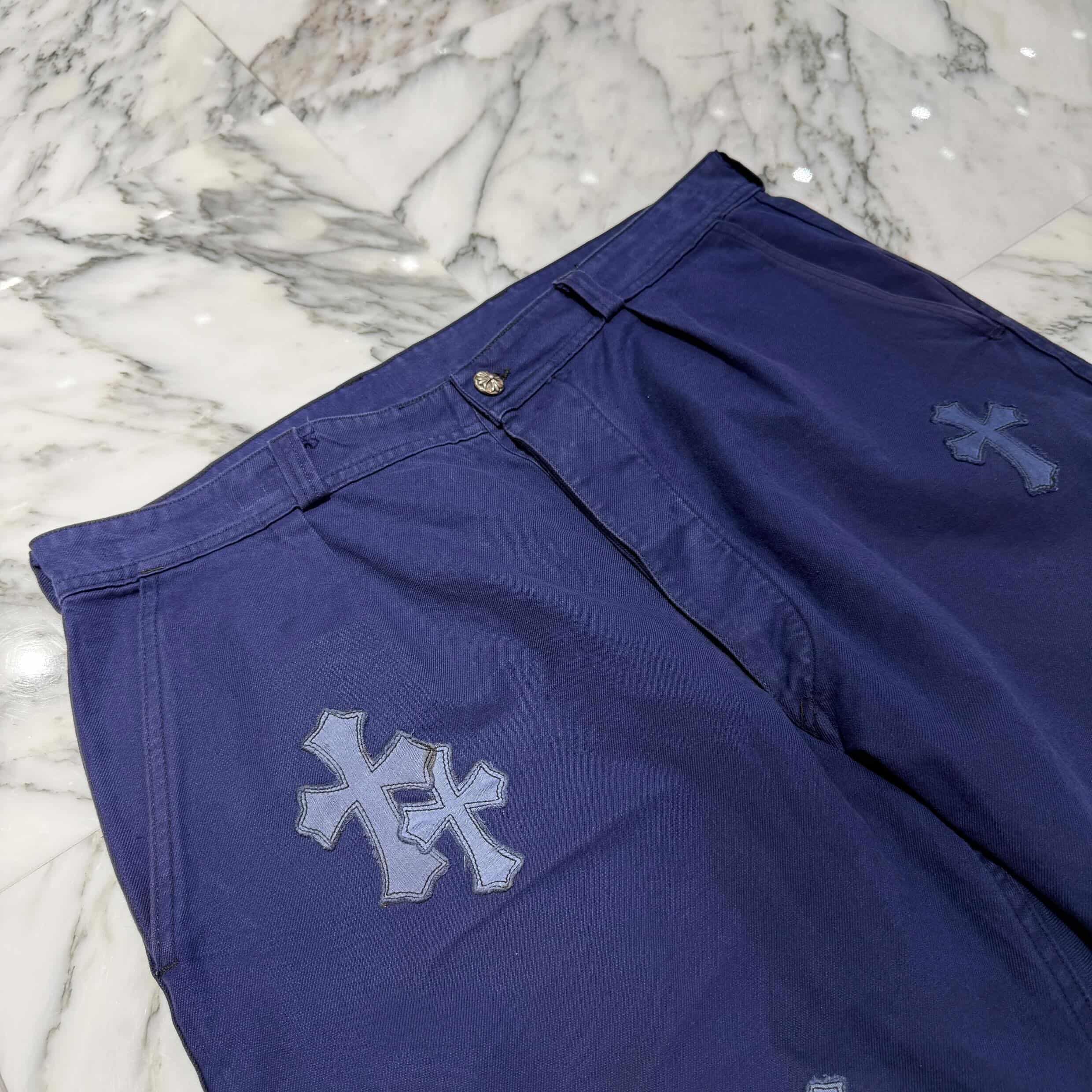 CHROME HEARTS VNTG Cross Quilting Patch French Work Pants Size 36 クロムハーツ ヴィンテージ クロスキルティングパッチ フレンチワーク パンツ サイズ36