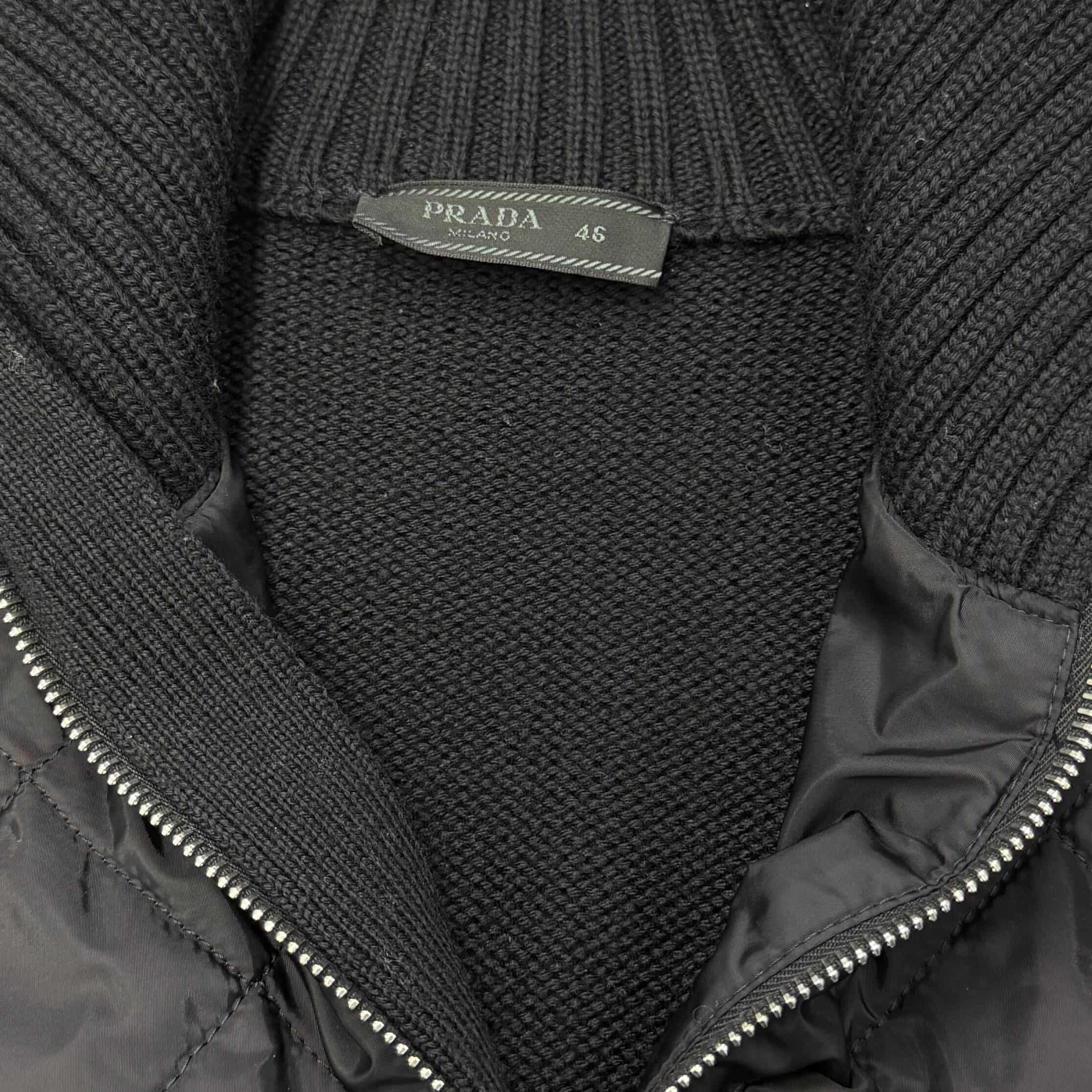 PRADA 2020AW Quilted Knit Zip Up Blouson Jacket UMC898 R142 EV5 Size 46 プラダ キルティング切替 ニット ジップアップ ブルゾンジャケット サイズ46