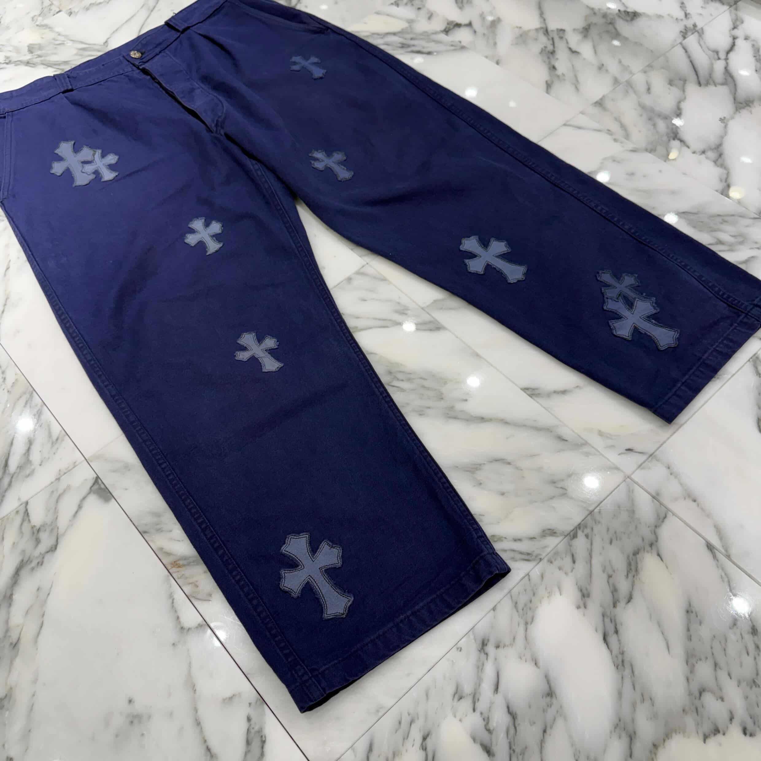 CHROME HEARTS VNTG Cross Quilting Patch French Work Pants Size 36 クロムハーツ ヴィンテージ クロスキルティングパッチ フレンチワーク パンツ サイズ36