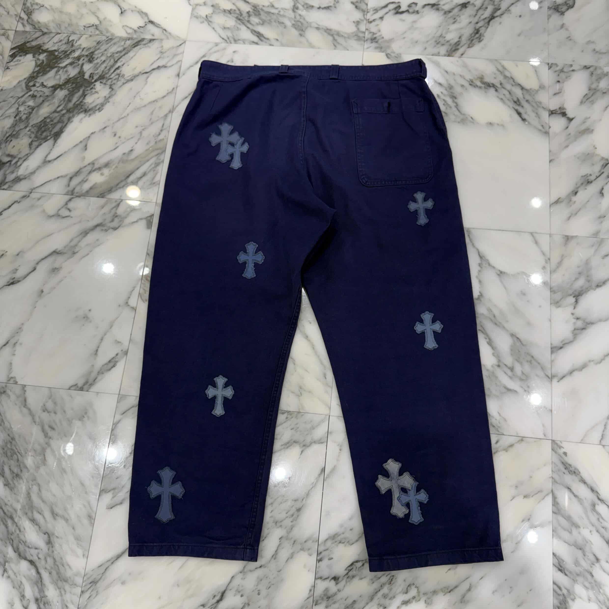 CHROME HEARTS VNTG Cross Quilting Patch French Work Pants Size 36 クロムハーツ ヴィンテージ クロスキルティングパッチ フレンチワーク パンツ サイズ36