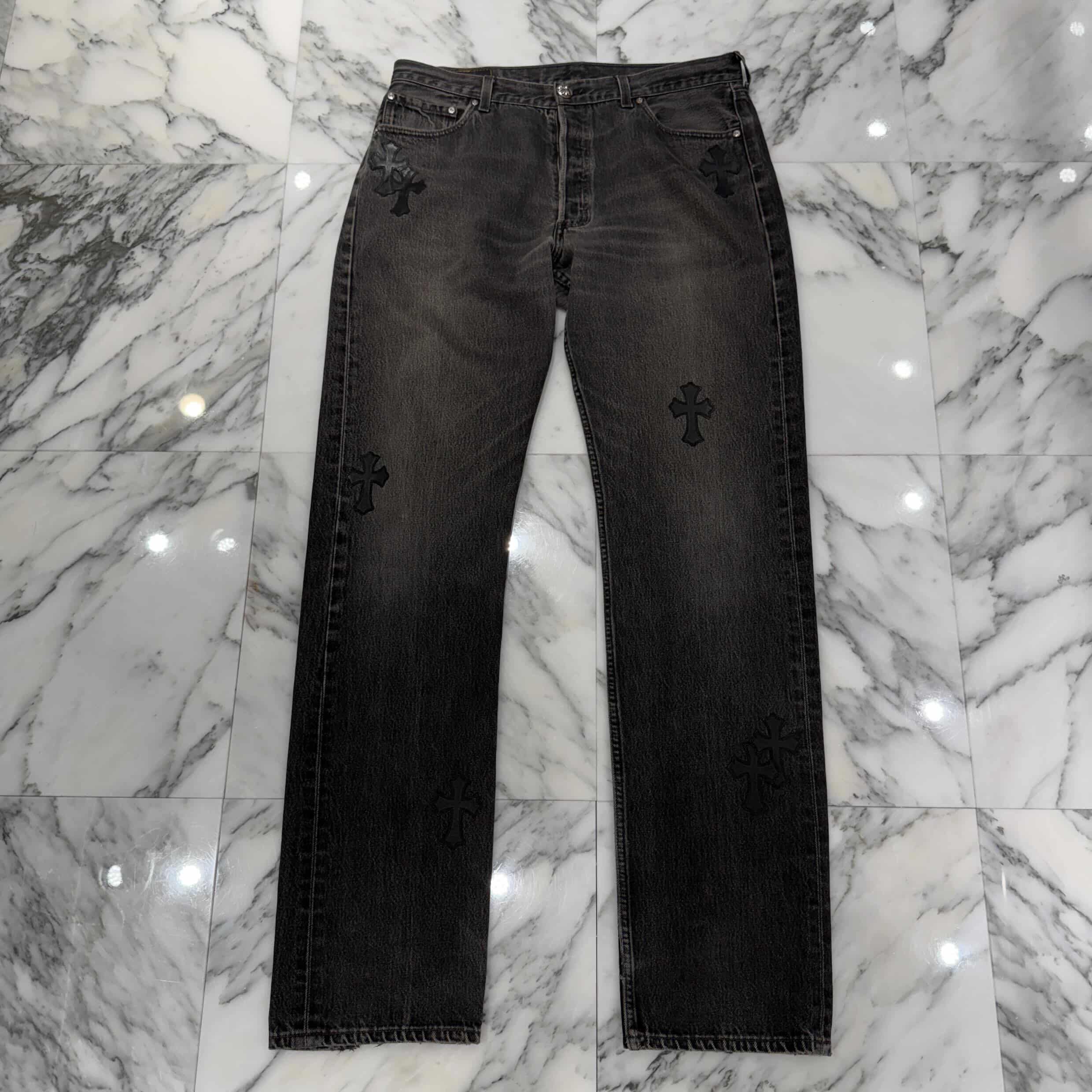 CHROME HEARTS × Levi's 501 VNTG Leather Cross Patch Jeans Size 34 クロムハーツ × リーバイス 501 ヴィンテージ レザークロスパッチ ジーンズ デニムパンツ サイズ34