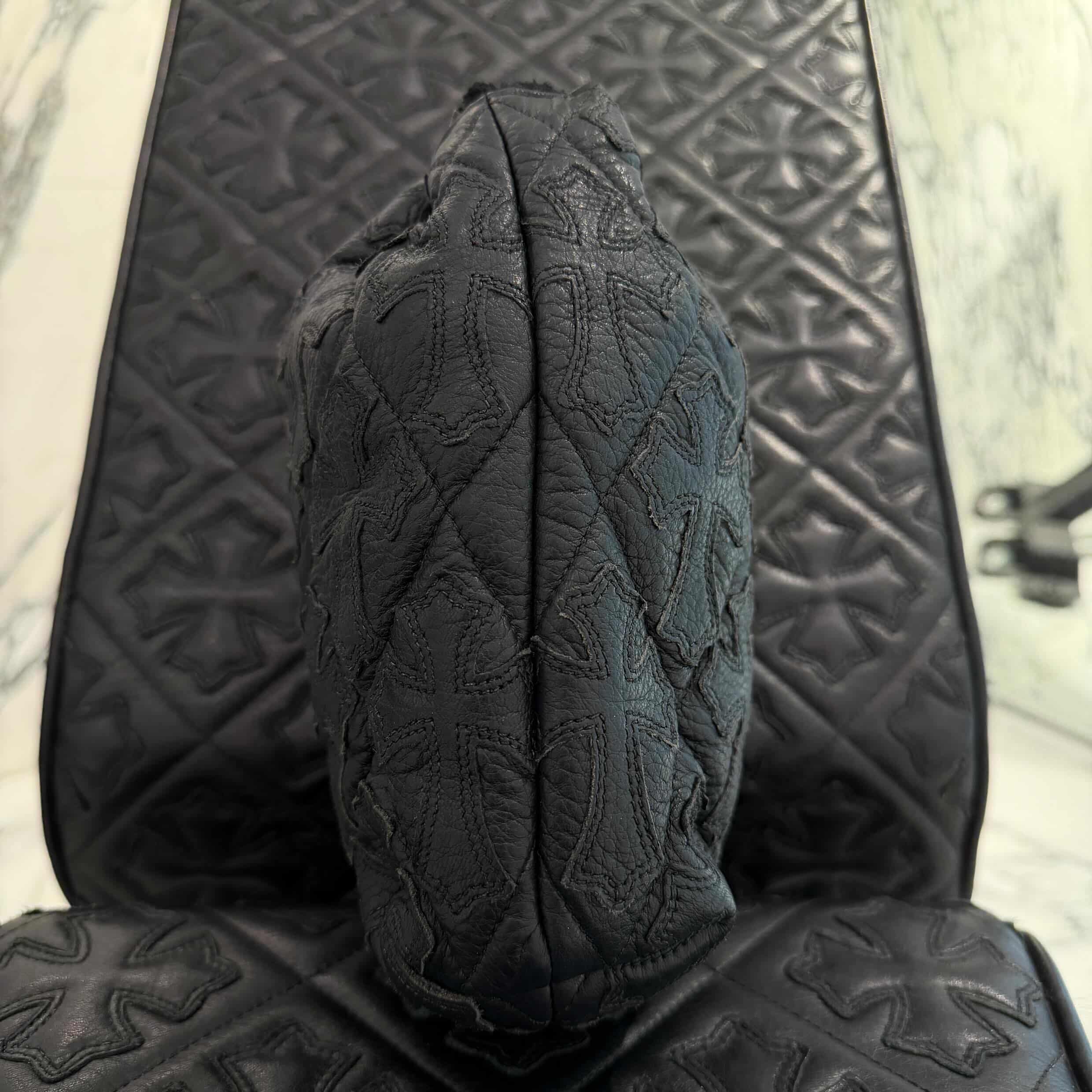 CHROME HEARTS DRAWSTRING Cemetery Cross Leather Patch Sack クロムハーツ ドローストリング セメタリー クロスレザーパッチ サック 巾着