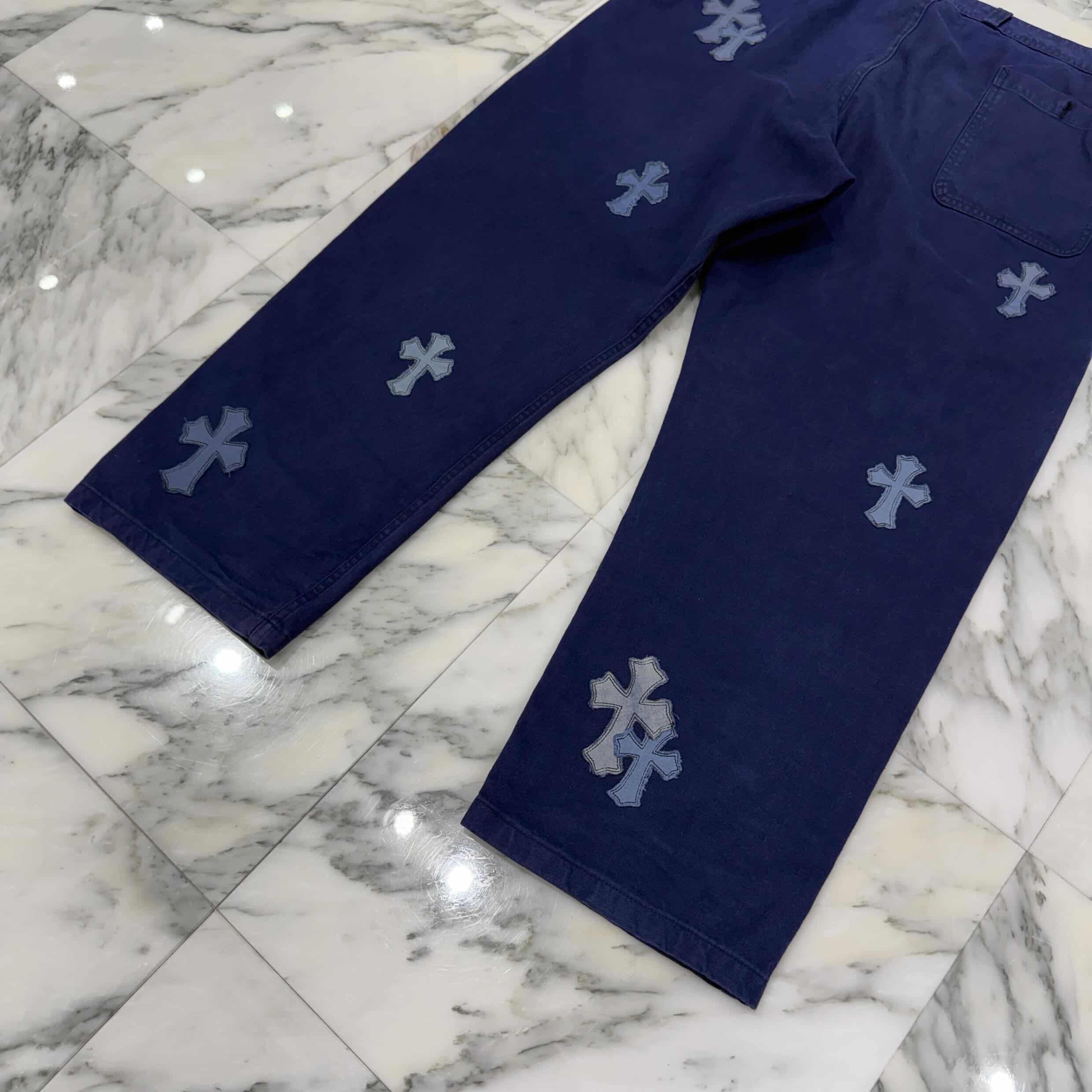 CHROME HEARTS VNTG Cross Quilting Patch French Work Pants Size 36 クロムハーツ ヴィンテージ クロスキルティングパッチ フレンチワーク パンツ サイズ36