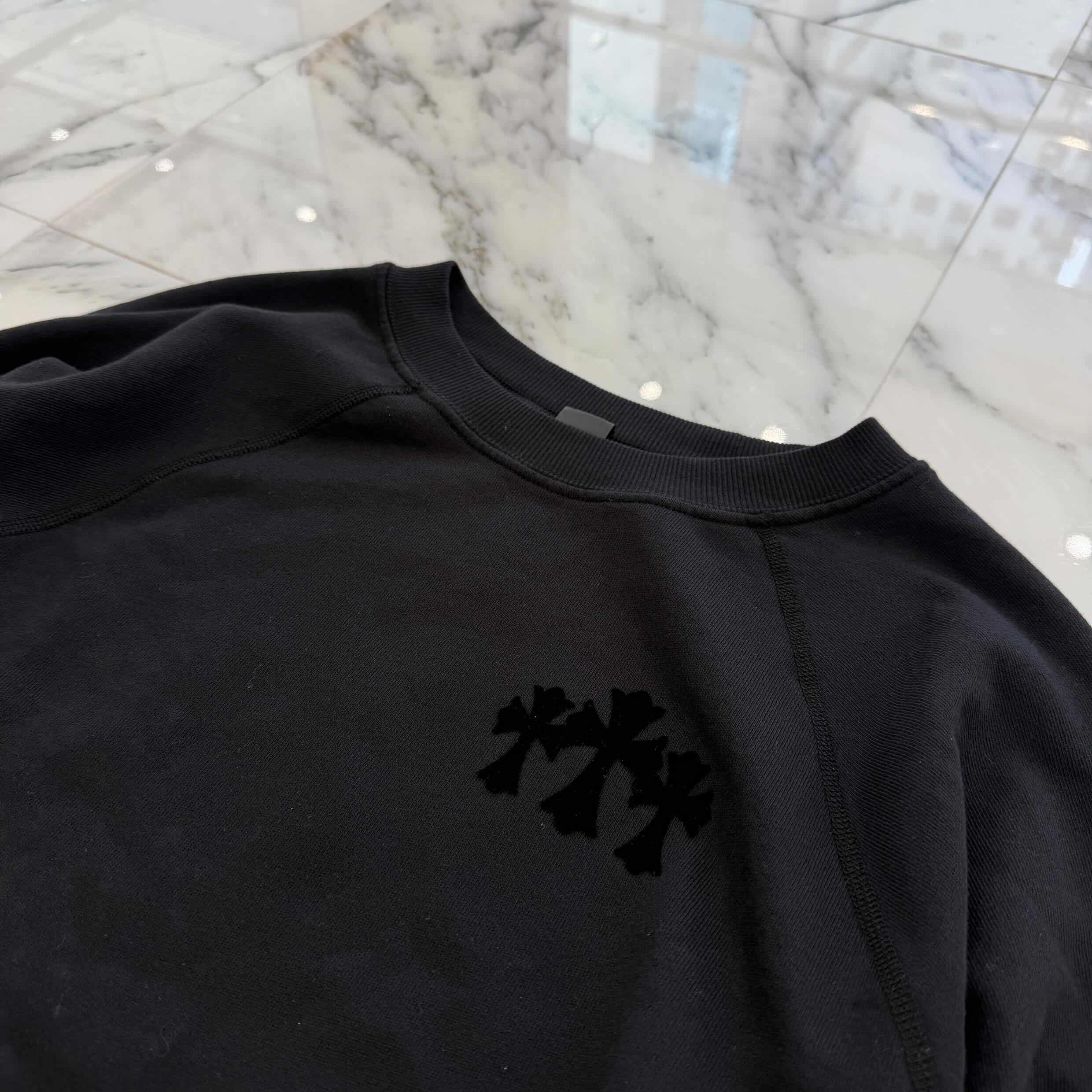 CHROME HEARTS Y NOT Cemetery Cross Flock Patch Sweat Shirt Size S クロムハーツ ワイノット セメタリークロス フロッキーパッチ スウェットシャツ サイズS