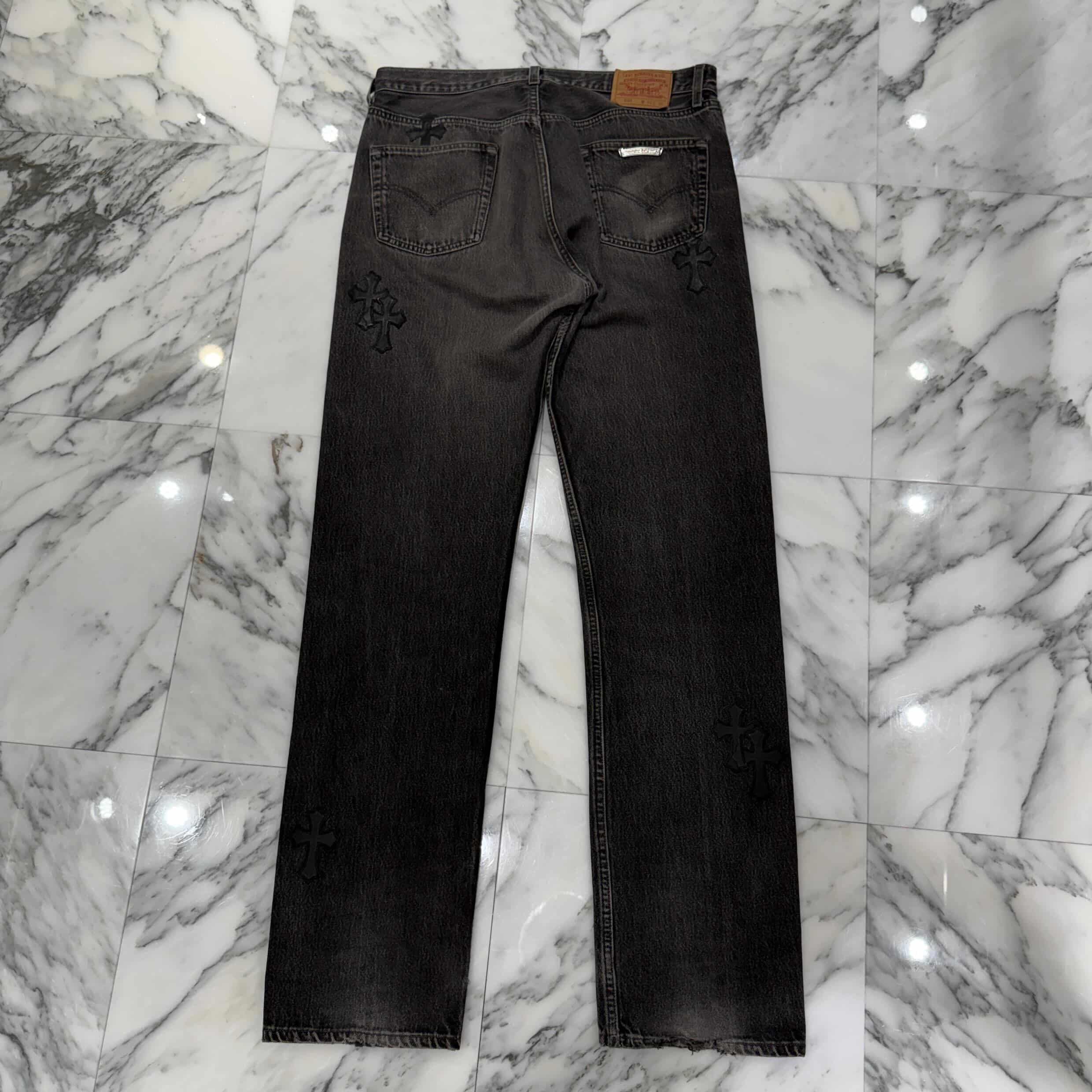 CHROME HEARTS × Levi's 501 VNTG Leather Cross Patch Jeans Size 34 クロムハーツ × リーバイス 501 ヴィンテージ レザークロスパッチ ジーンズ デニムパンツ サイズ34