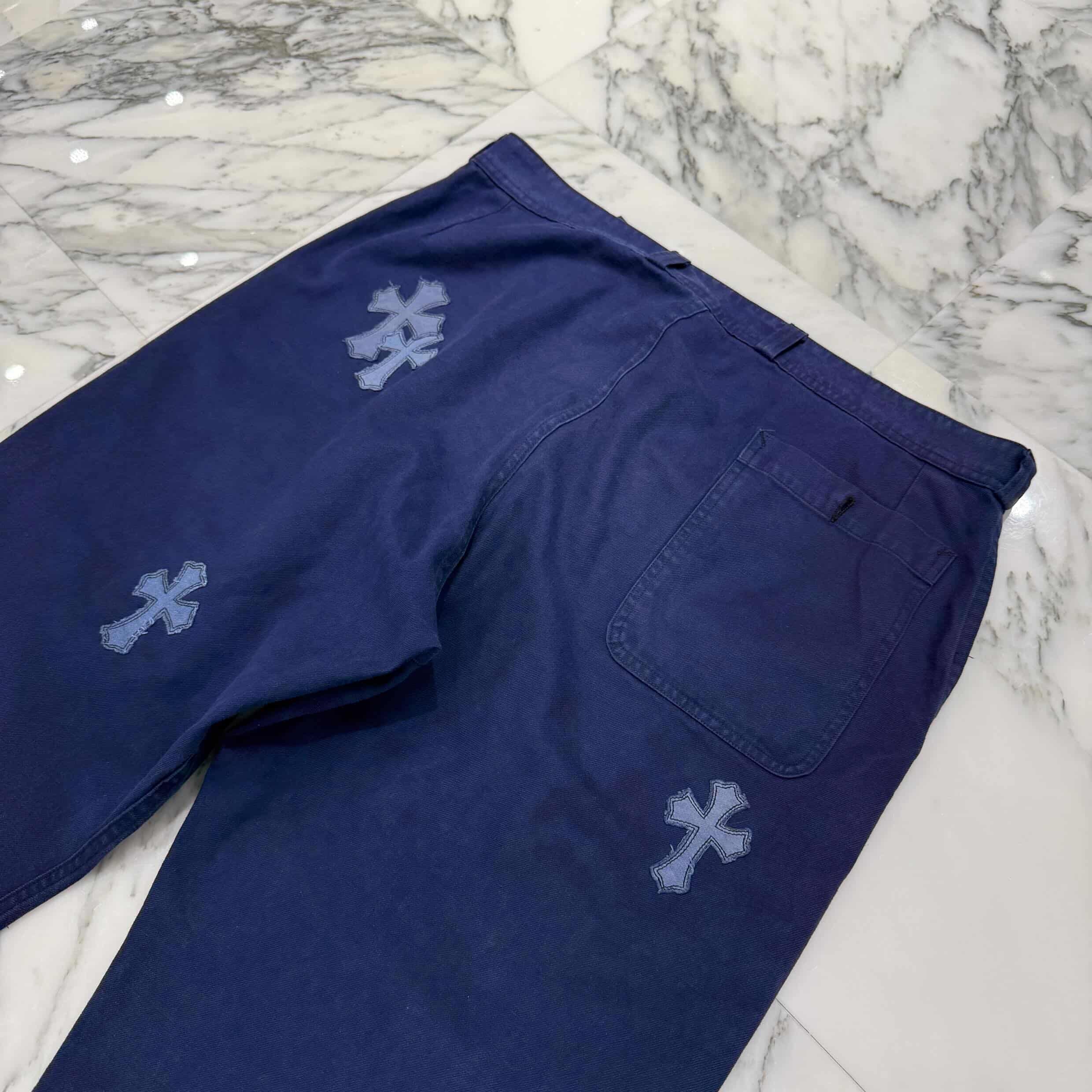 CHROME HEARTS VNTG Cross Quilting Patch French Work Pants Size 36 クロムハーツ ヴィンテージ クロスキルティングパッチ フレンチワーク パンツ サイズ36